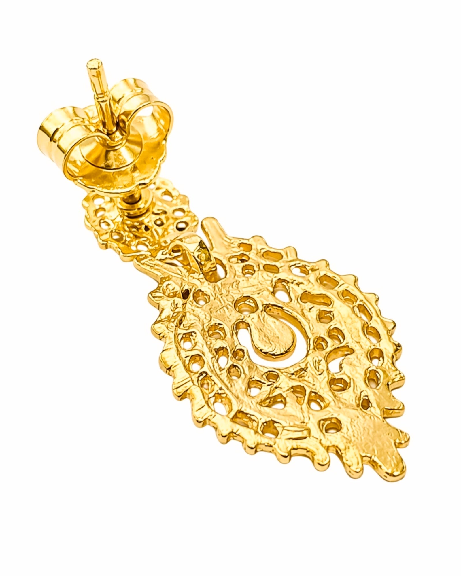 Queen-style earrings in gilded silver (with stud)