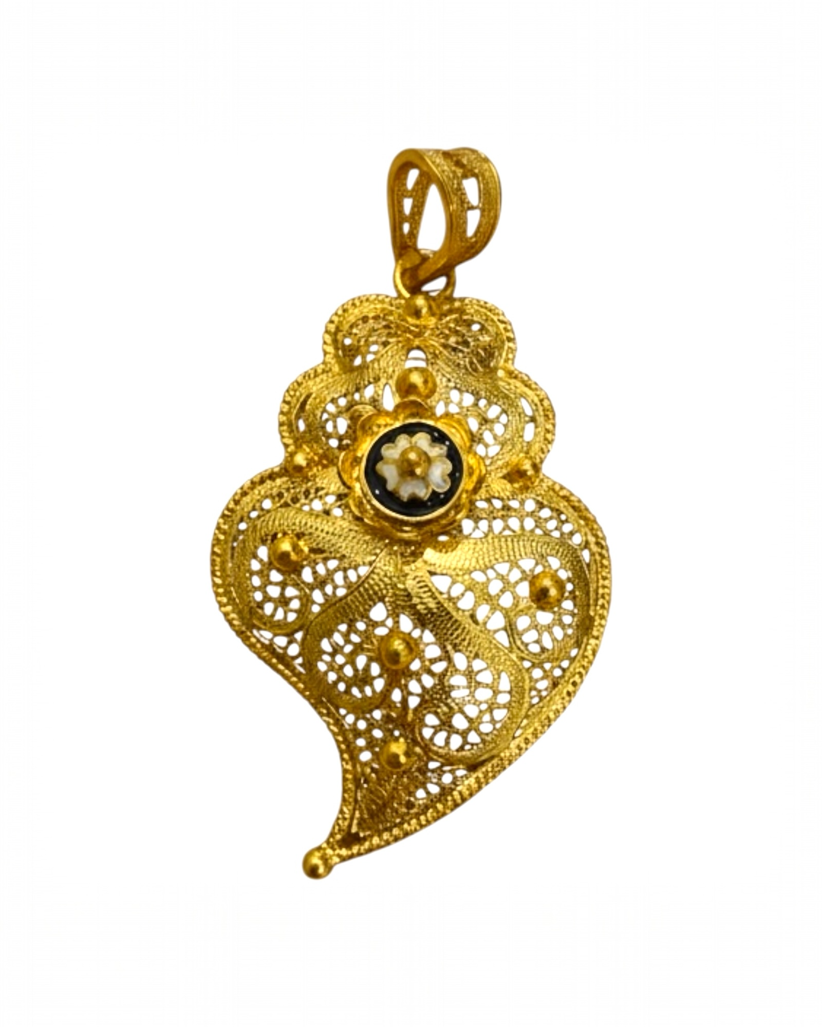 Viana Heart Medal with Blue Snail in Gilded Silver