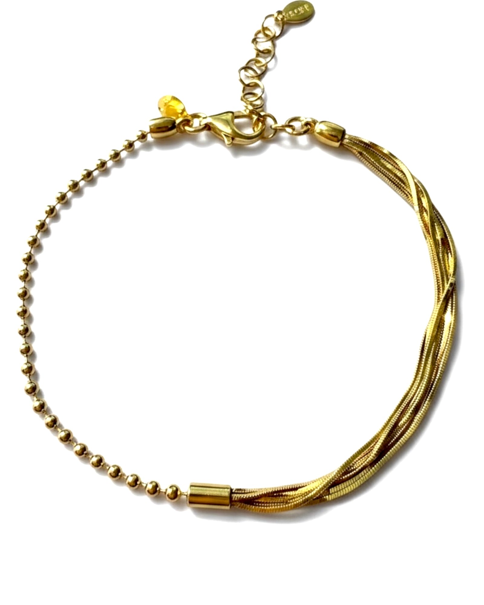 Pulseira com Duas Malhas em Prata Dourada