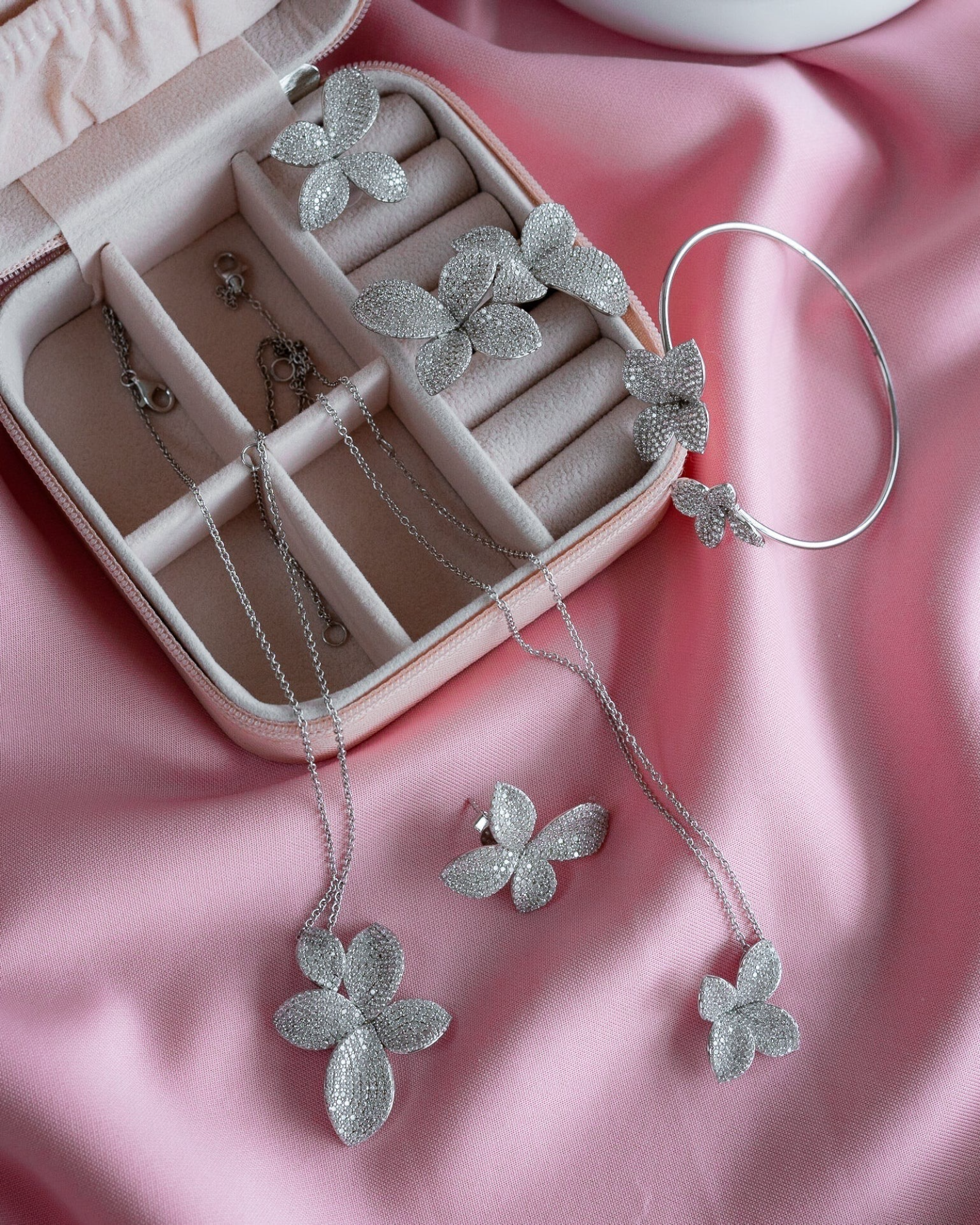 Rose Silver Petal Earrings