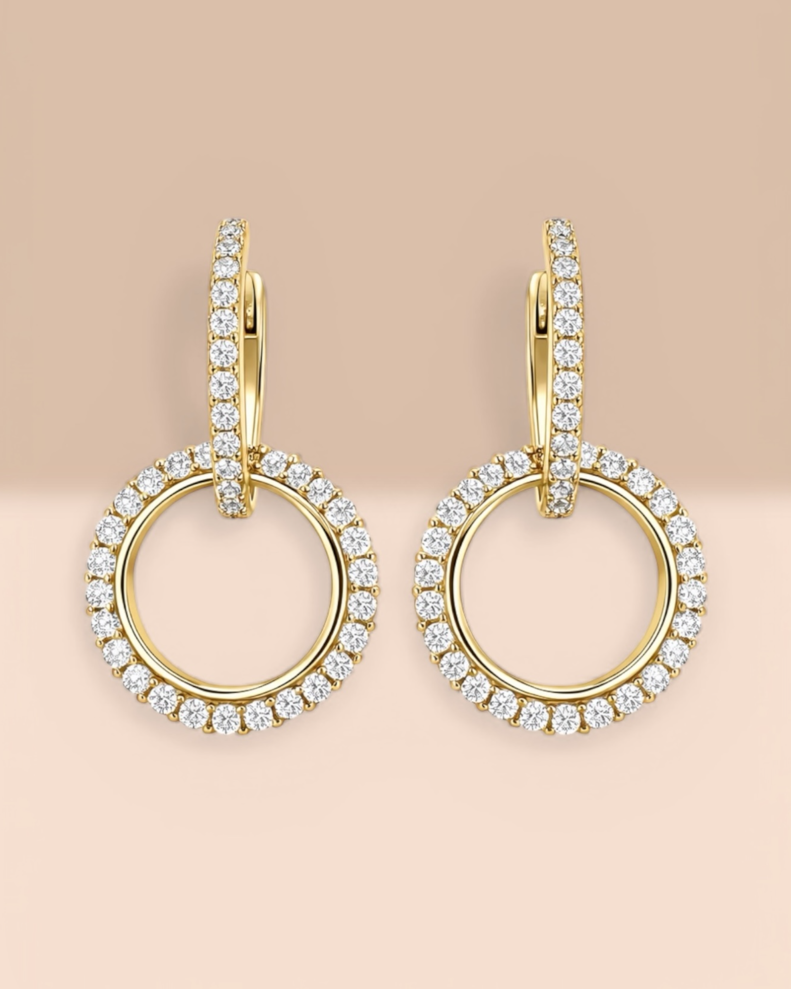 Double Hoop Earrings with Sparkle in Gold-Plated Silver