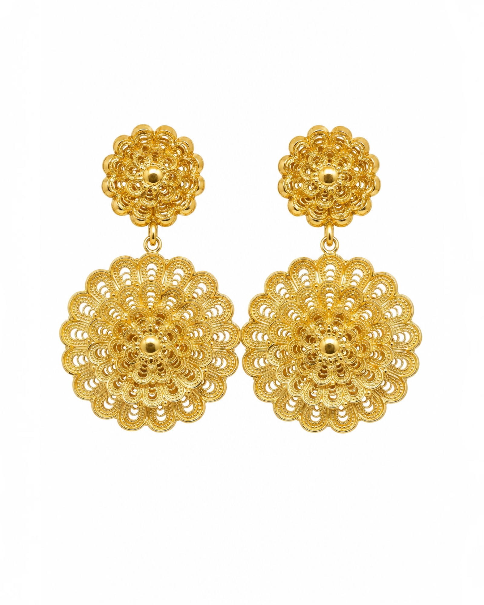 Filigree Flower Earrings in Gold-Plated Silver