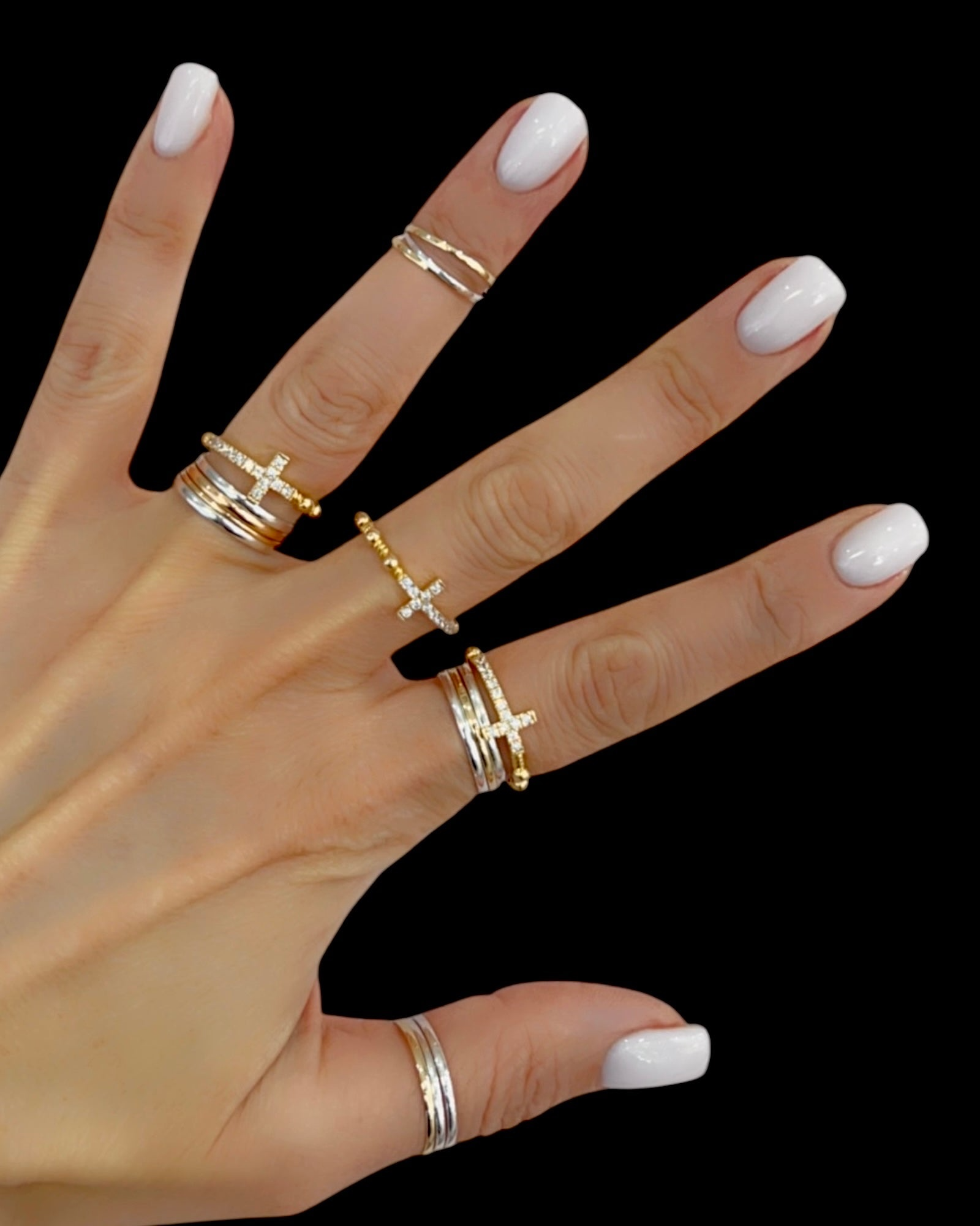 Gold-plated silver cross ring