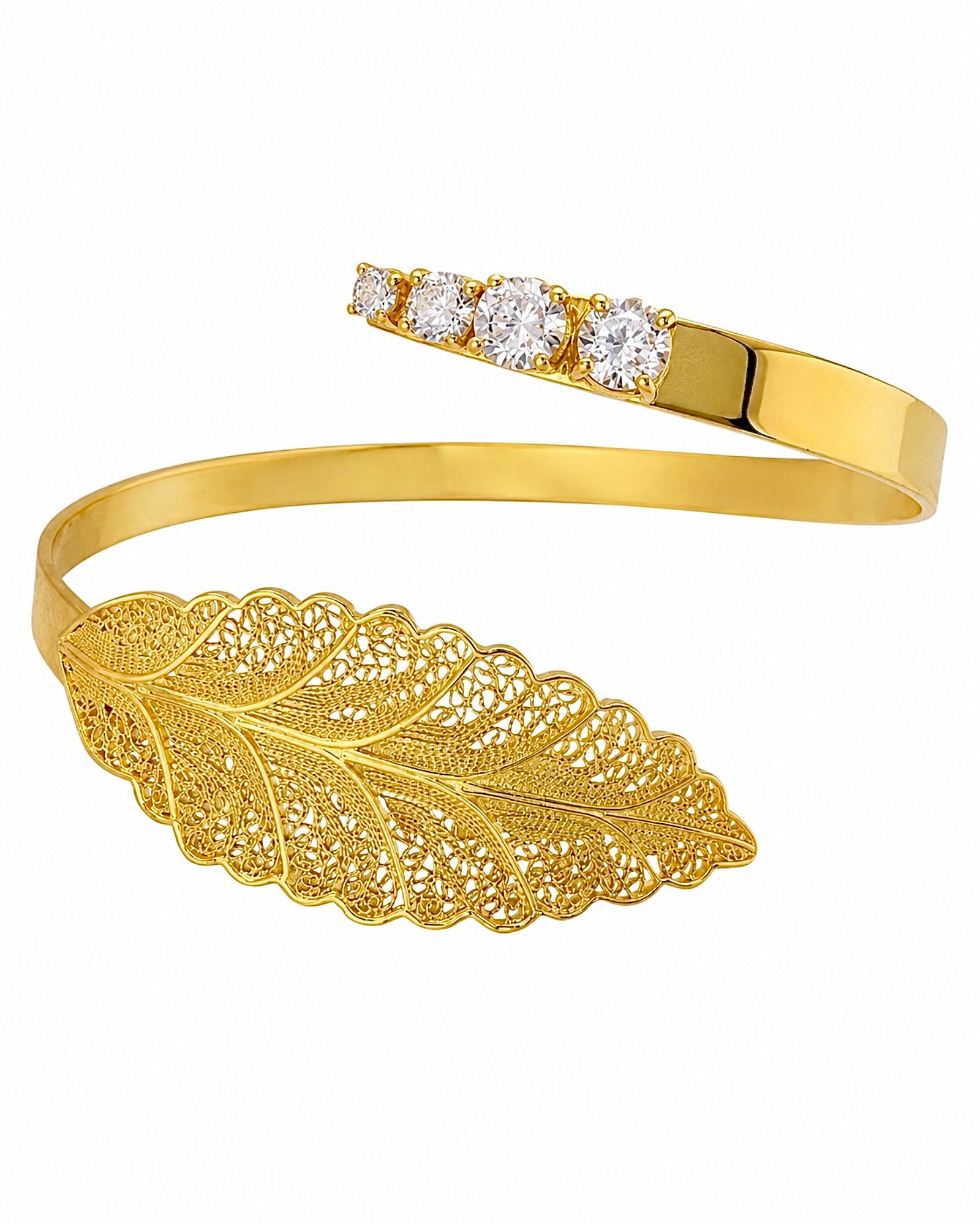 Filigree Leaf Bracelet in Gold-Plated Silver