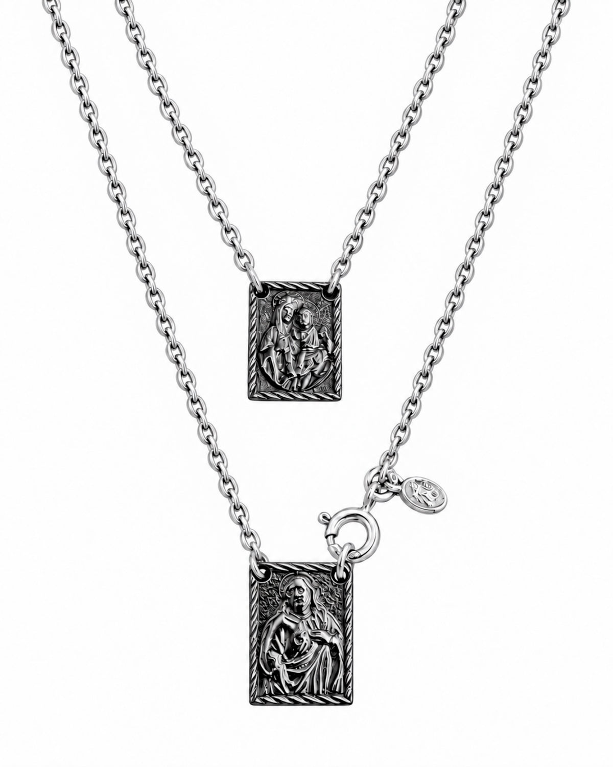M - Traditional Mesh Scapular in White Silver