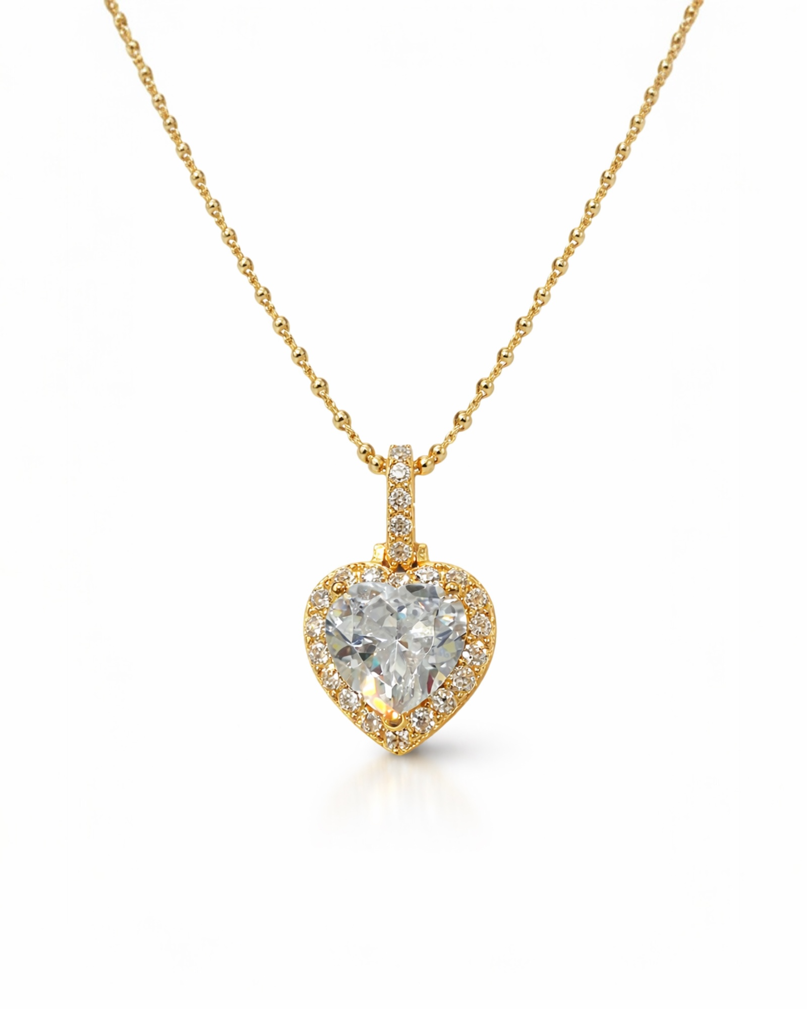 Colar Coração em Prata Dourada