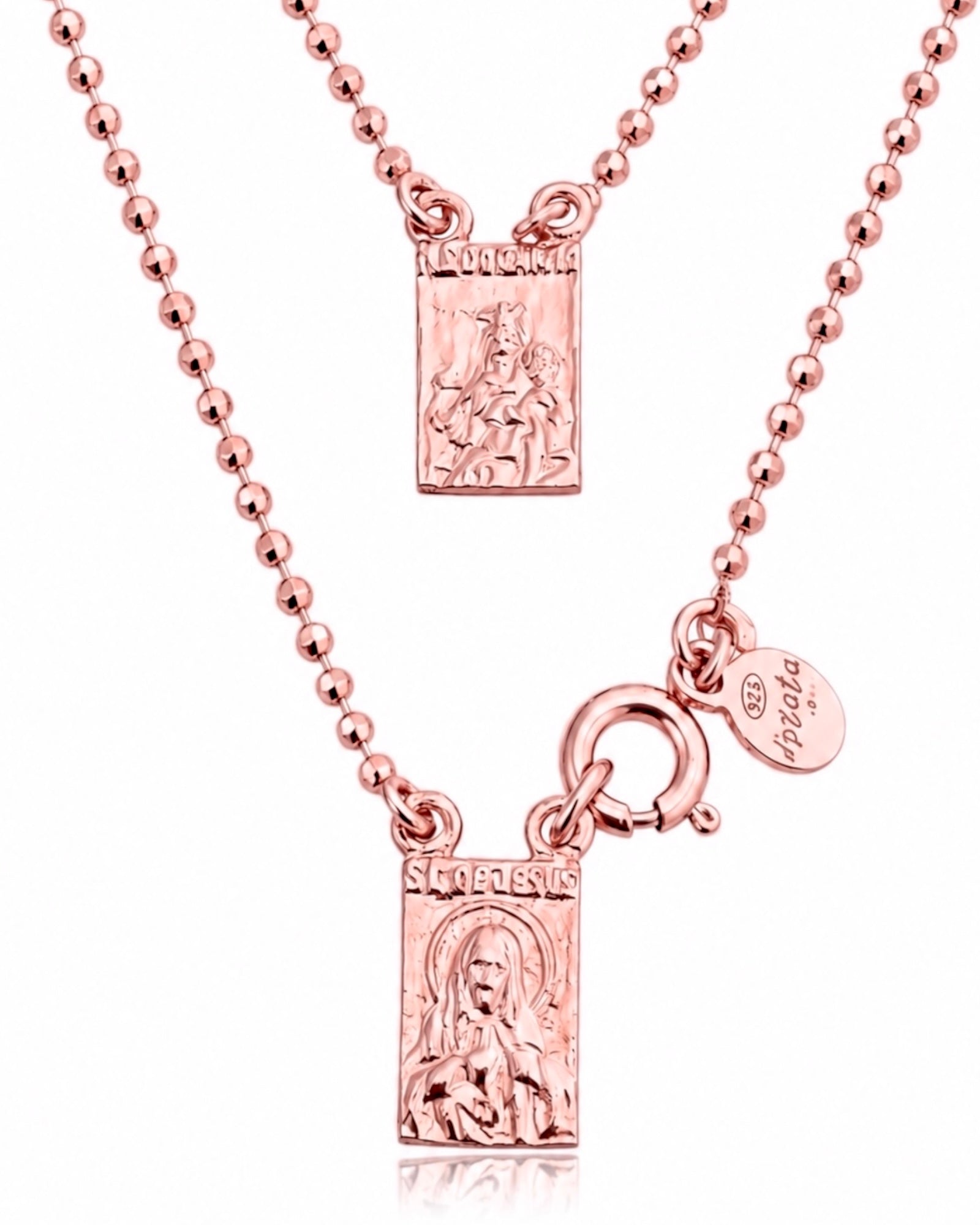 S - Rose Silver Sphere Mesh Scapular