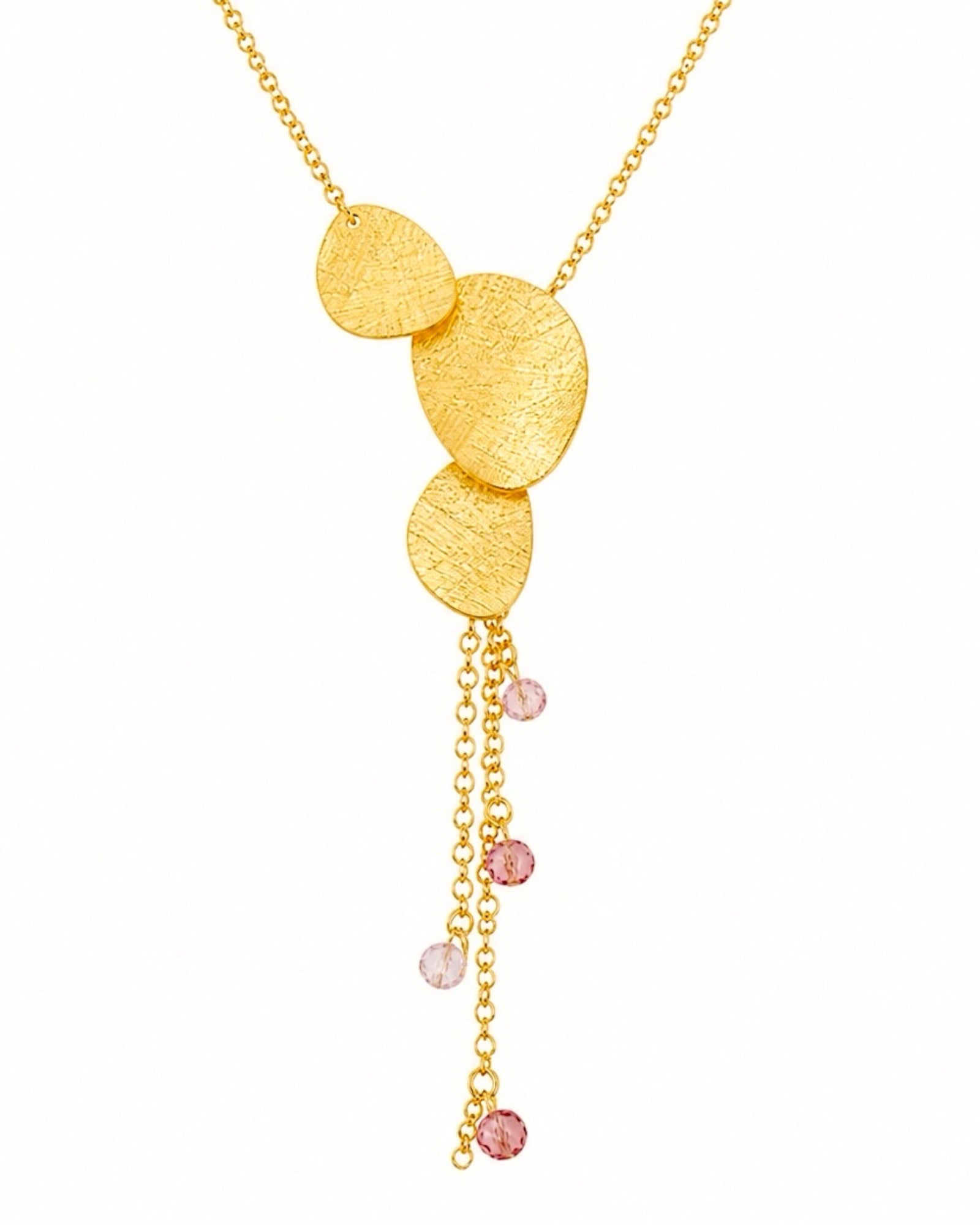Colar Rosa em Prata Dourada