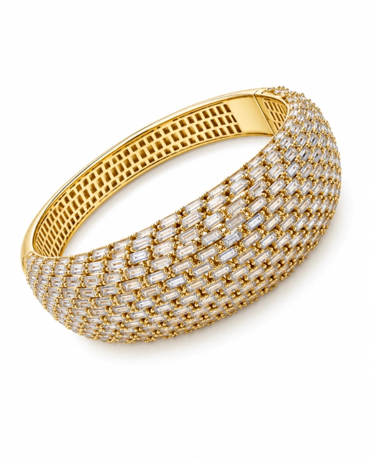 Escrava / Pulseira Baguetes em Prata Dourada