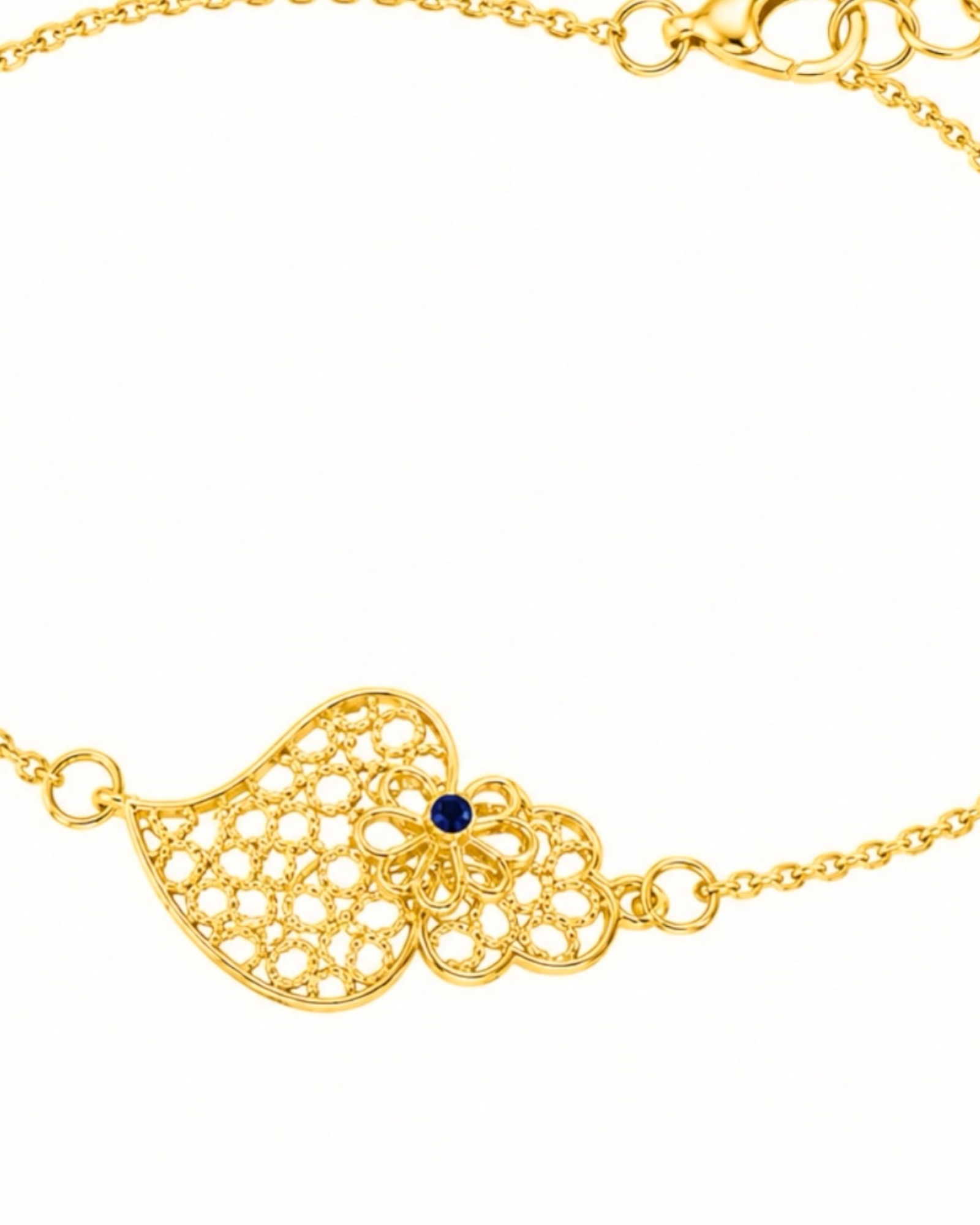 Pulseira Coração de Viana com Esmalte em Prata Dourada