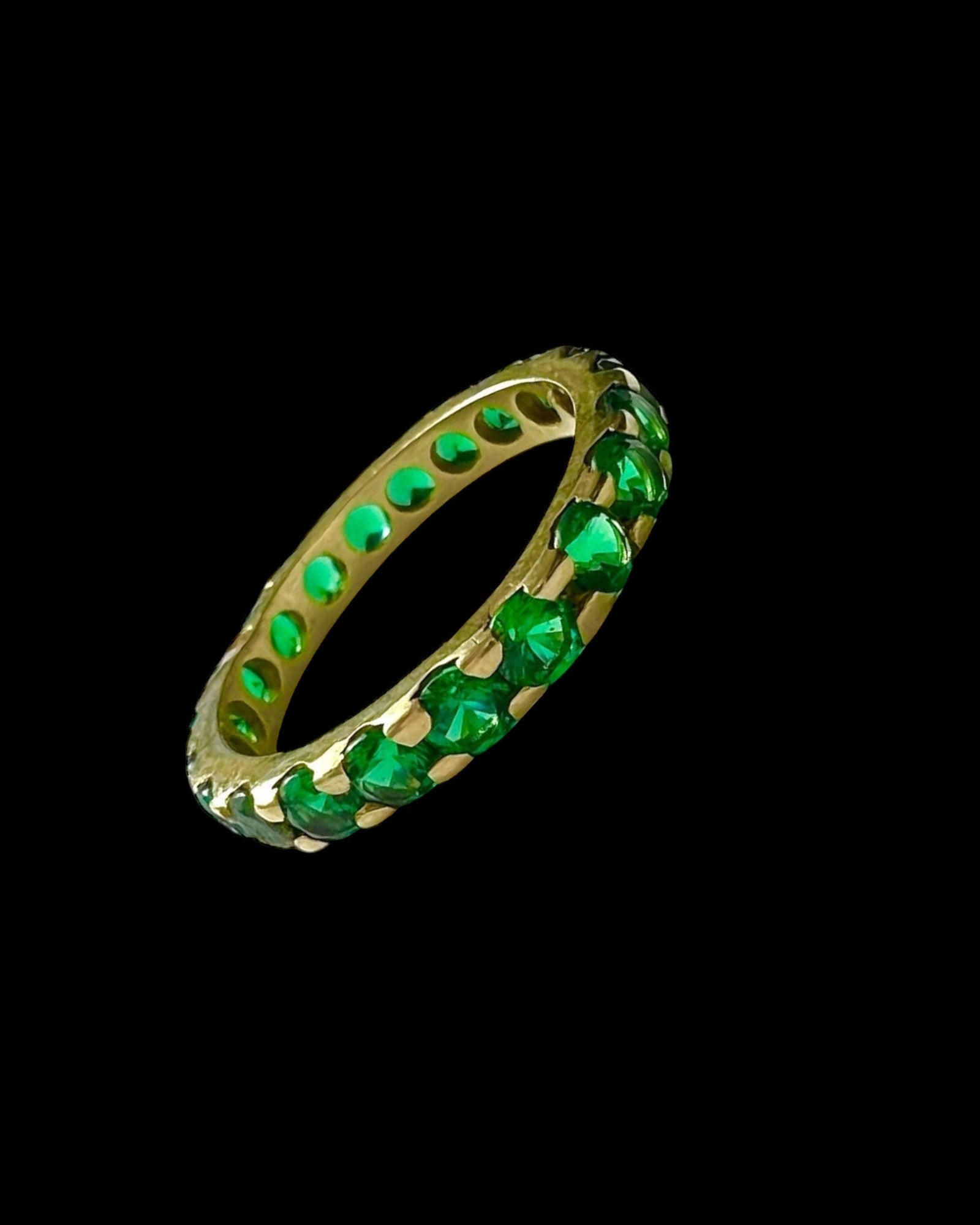 Green Ring in Gold Plated Silver