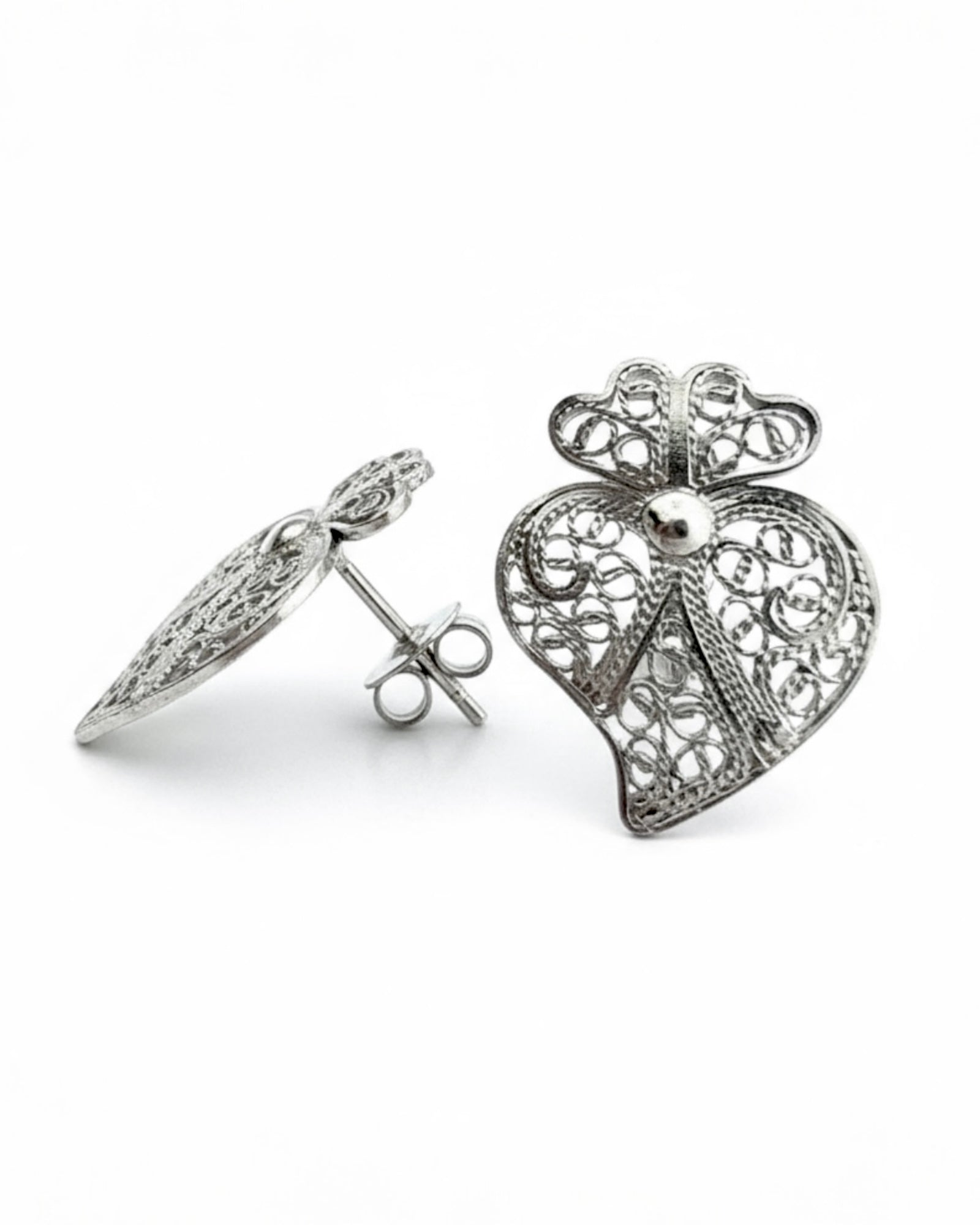 Filigree Heart of Viana Earrings in Silver