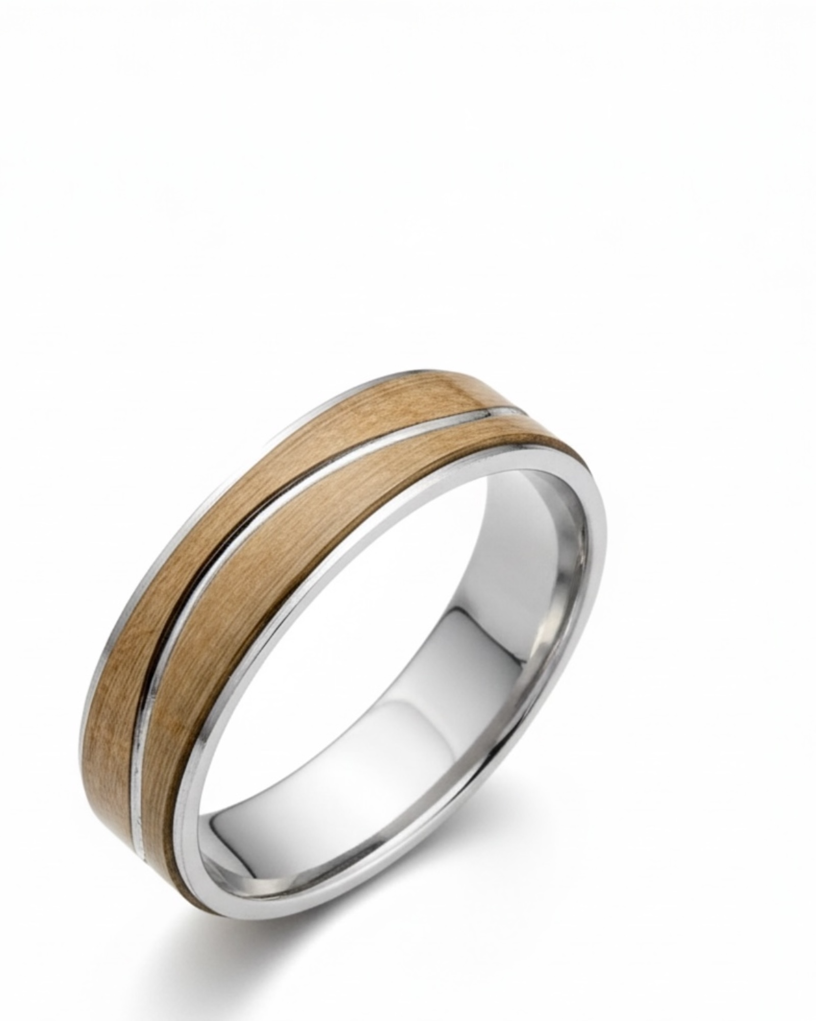 Silver and Yellow Gold Wedding Band