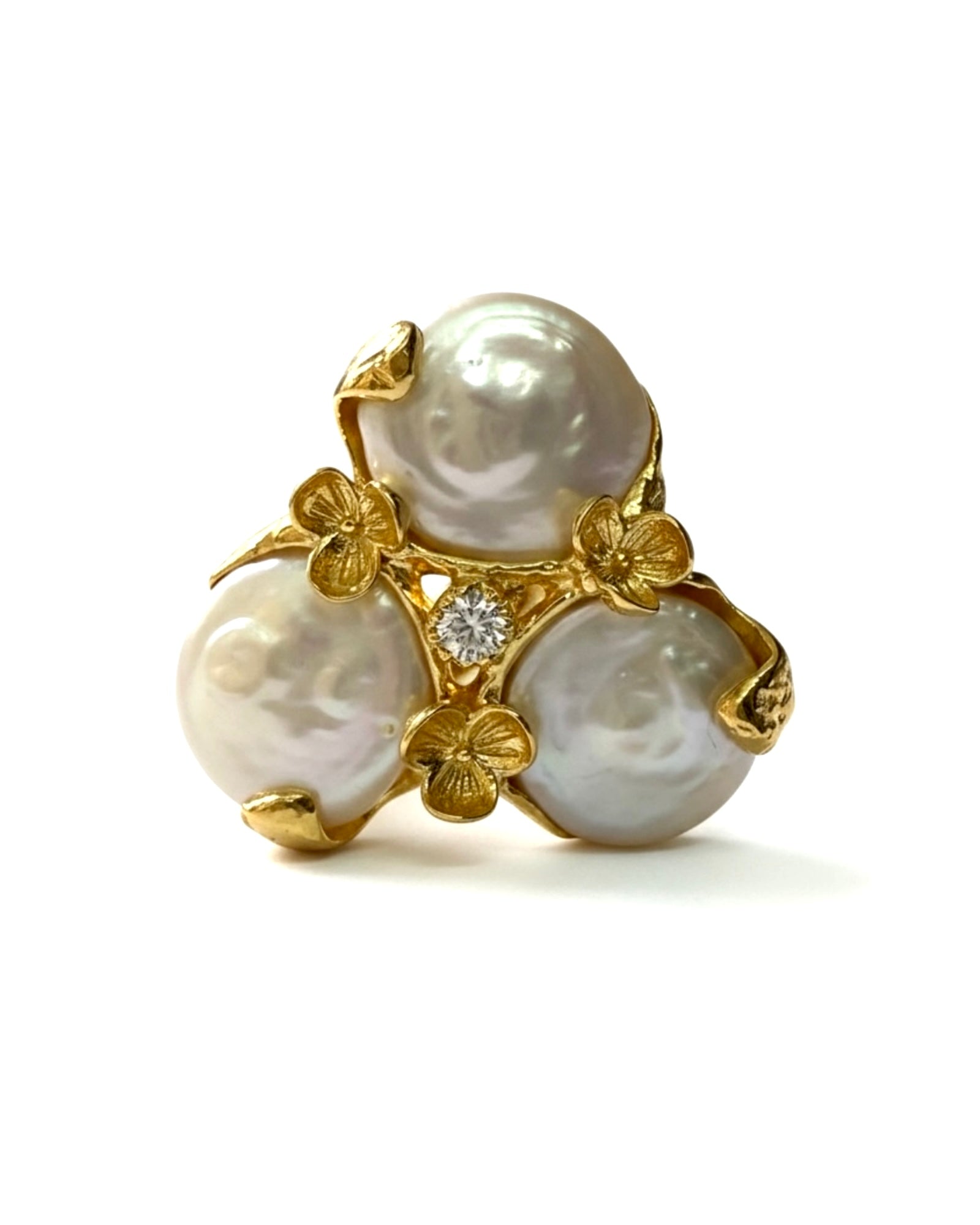 Ring with Baroque Pearl in Gold-Plated Silver