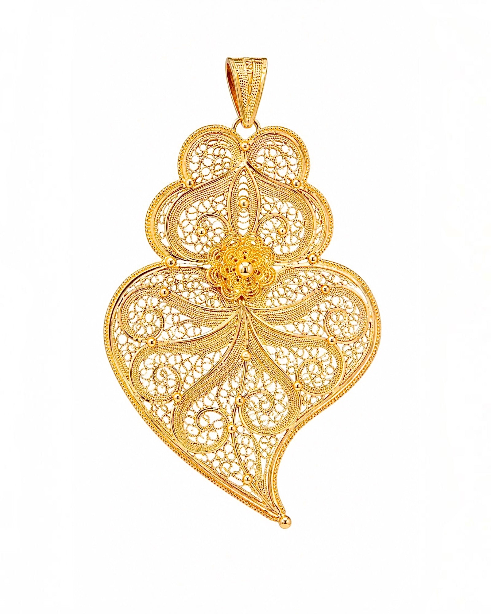 Medalha Coração de Viana em Prata Dourada - 7cm