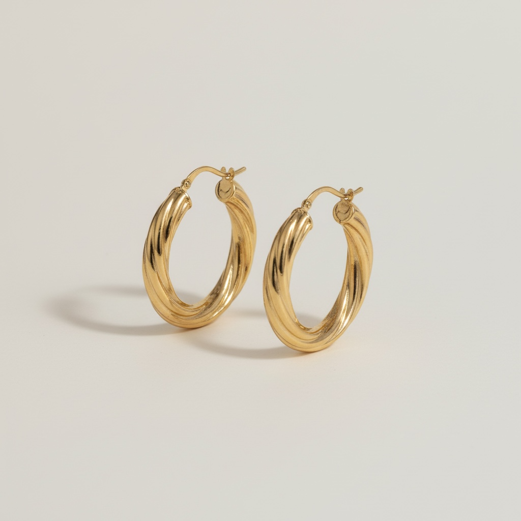 Argolas Torcidas em Prata Dourada