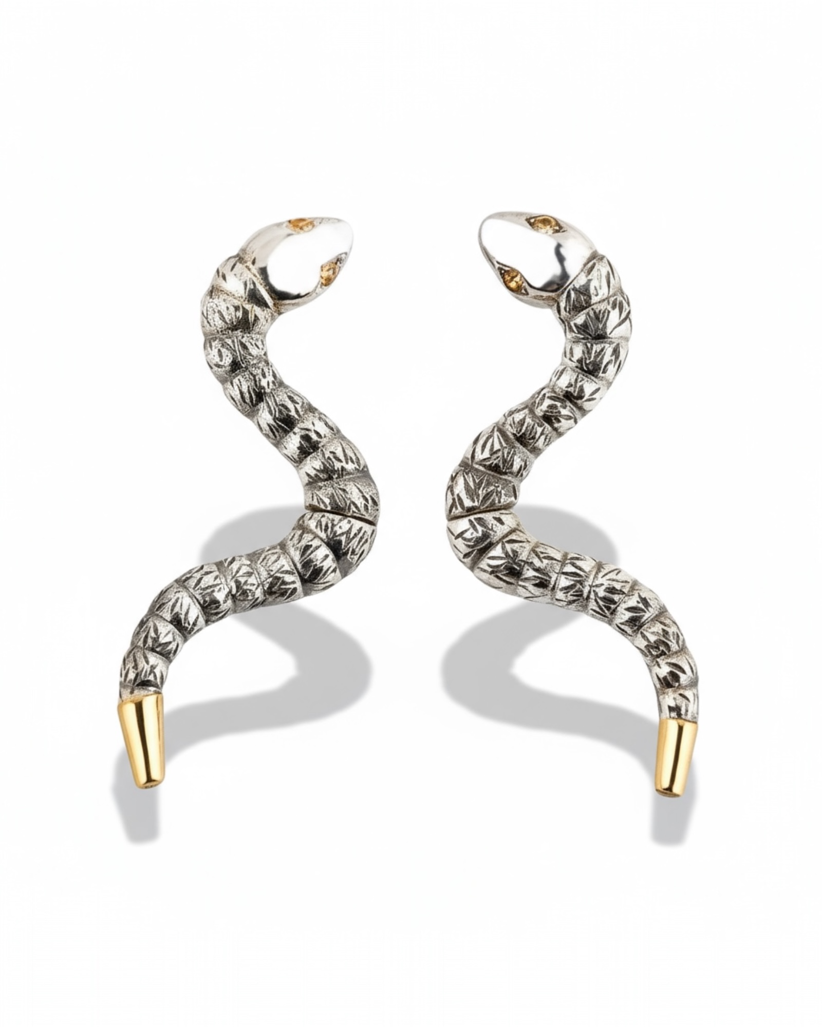 Brincos Cobras em prata e ouro