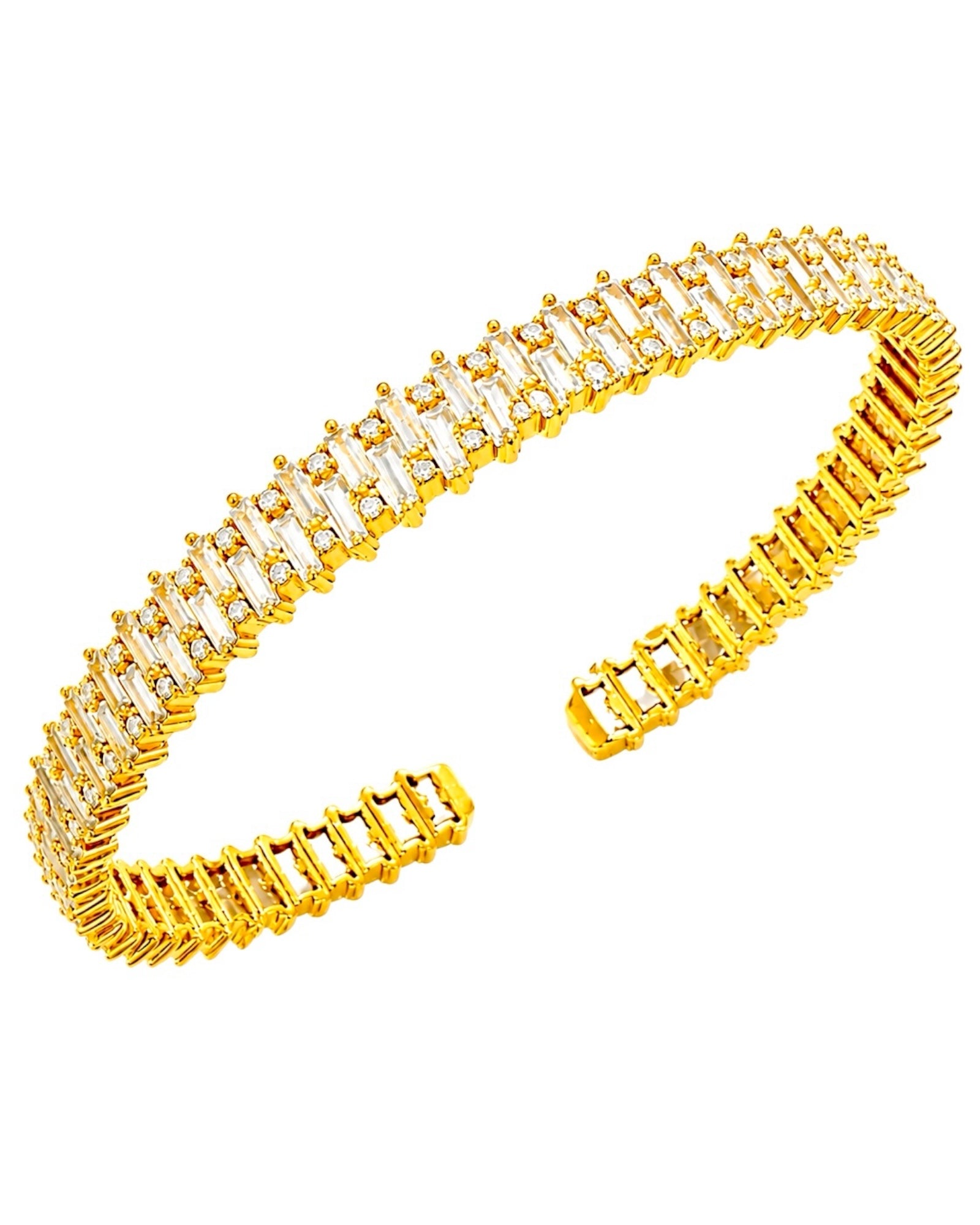 Pulseira / Escrava Baguetes em Prata Dourada