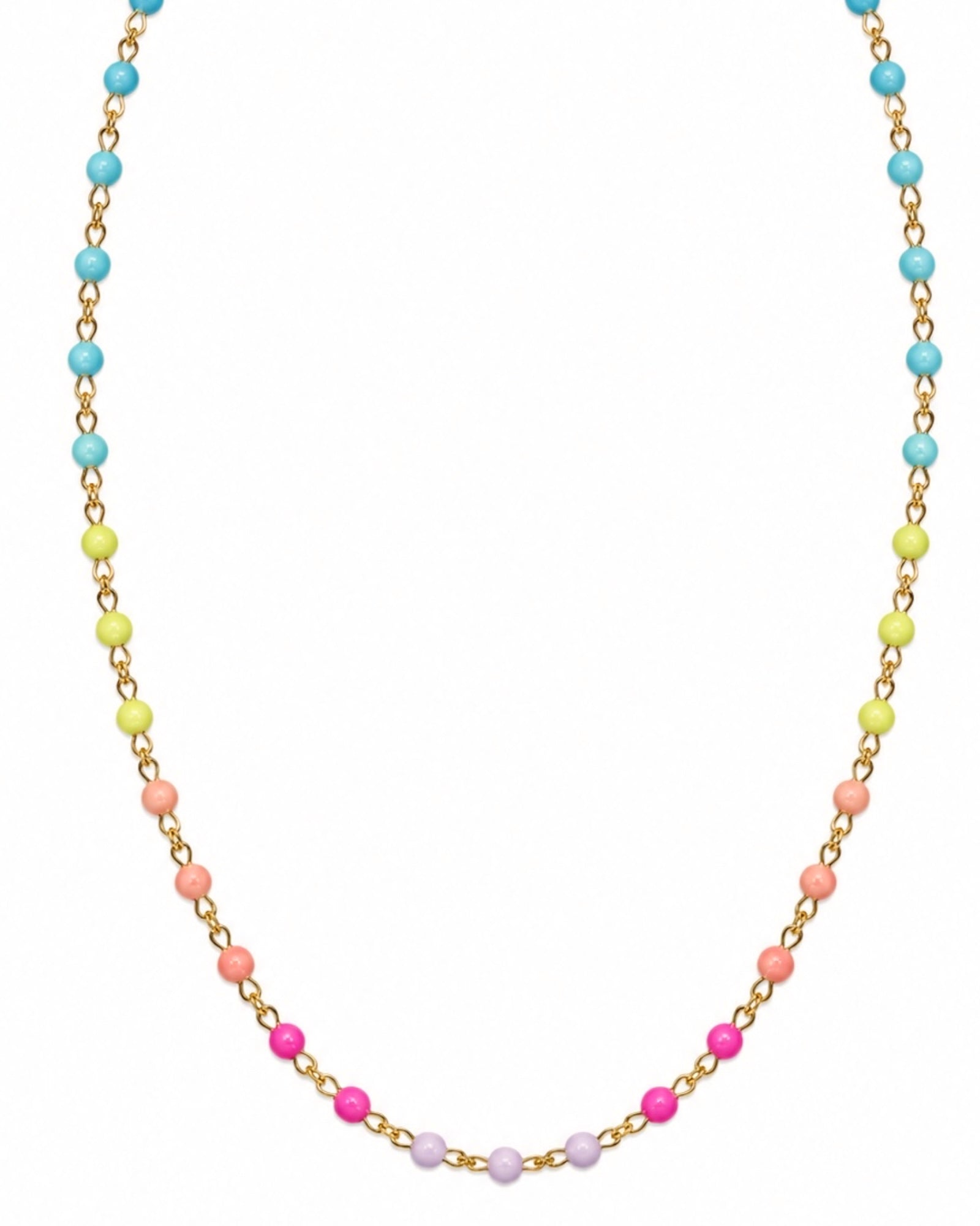Colar Multicolor em Prata Dourada