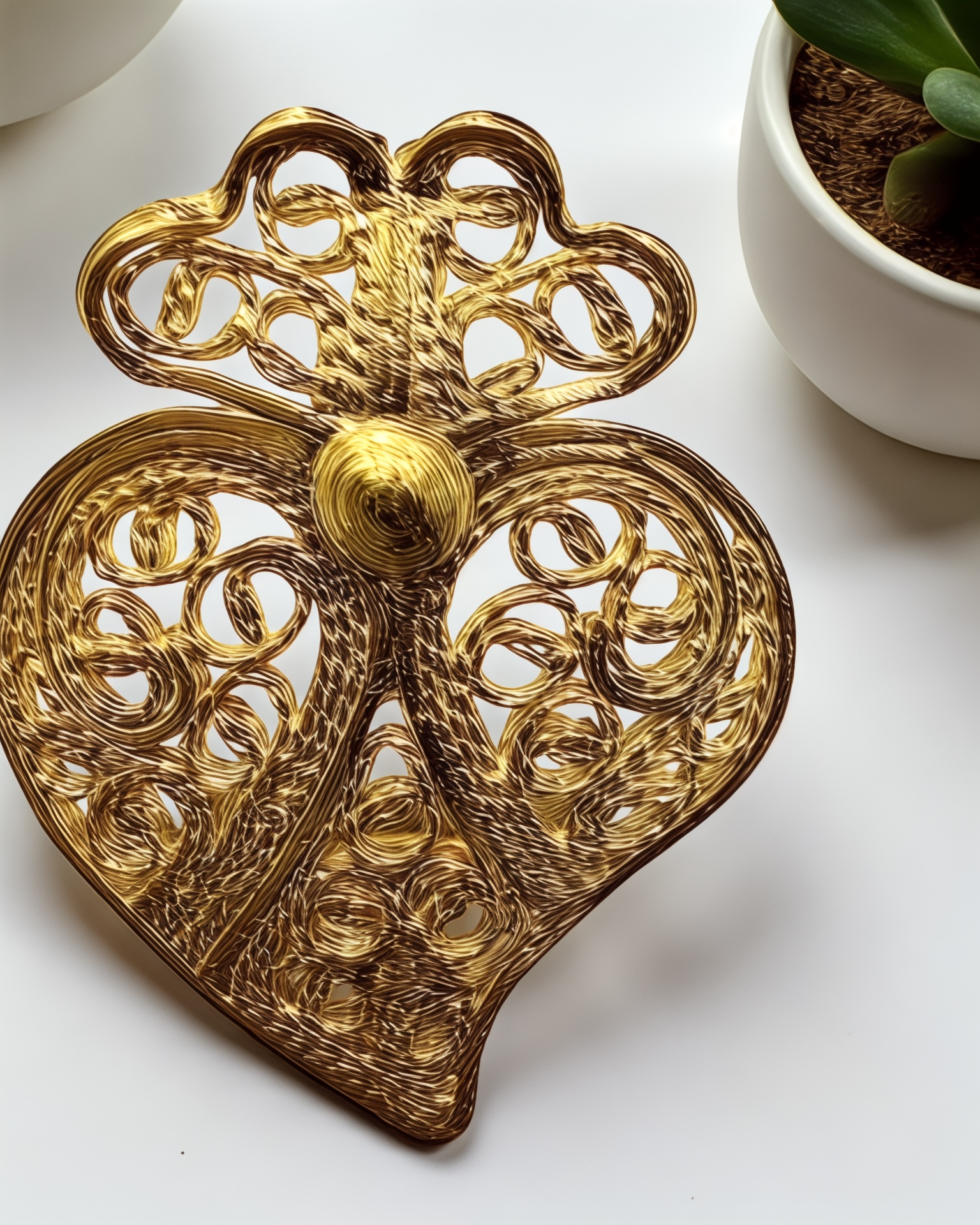 Viana Heart Pin in Gold-Plated Silver