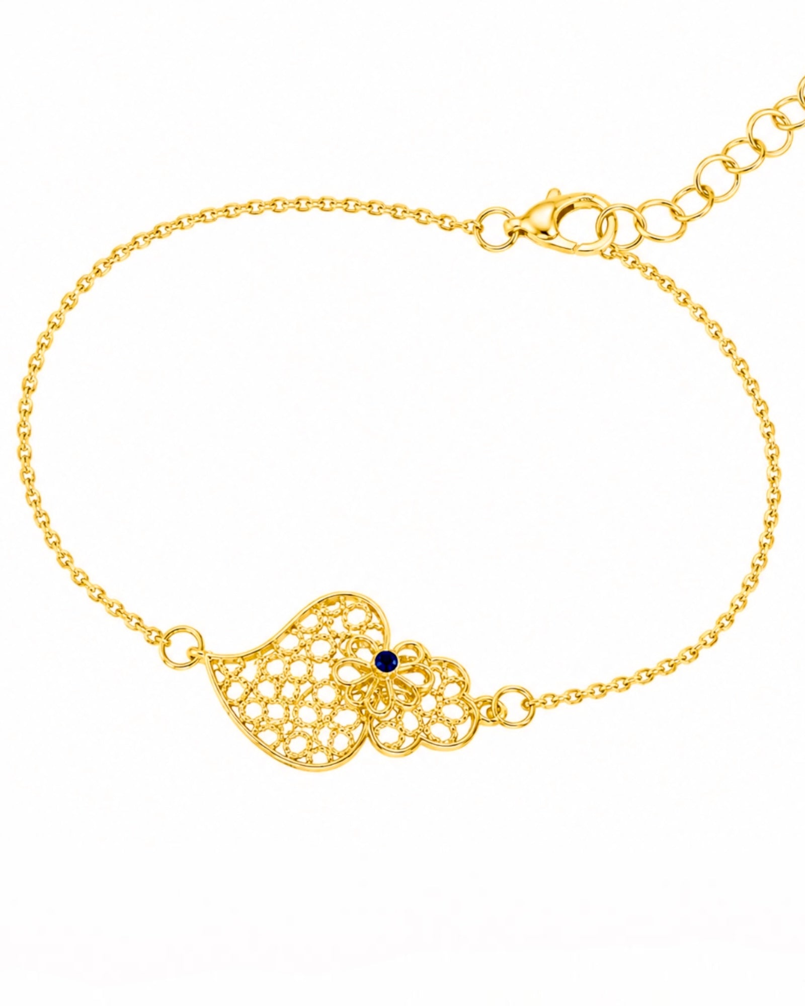 Pulseira Coração de Viana com Esmalte em Prata Dourada