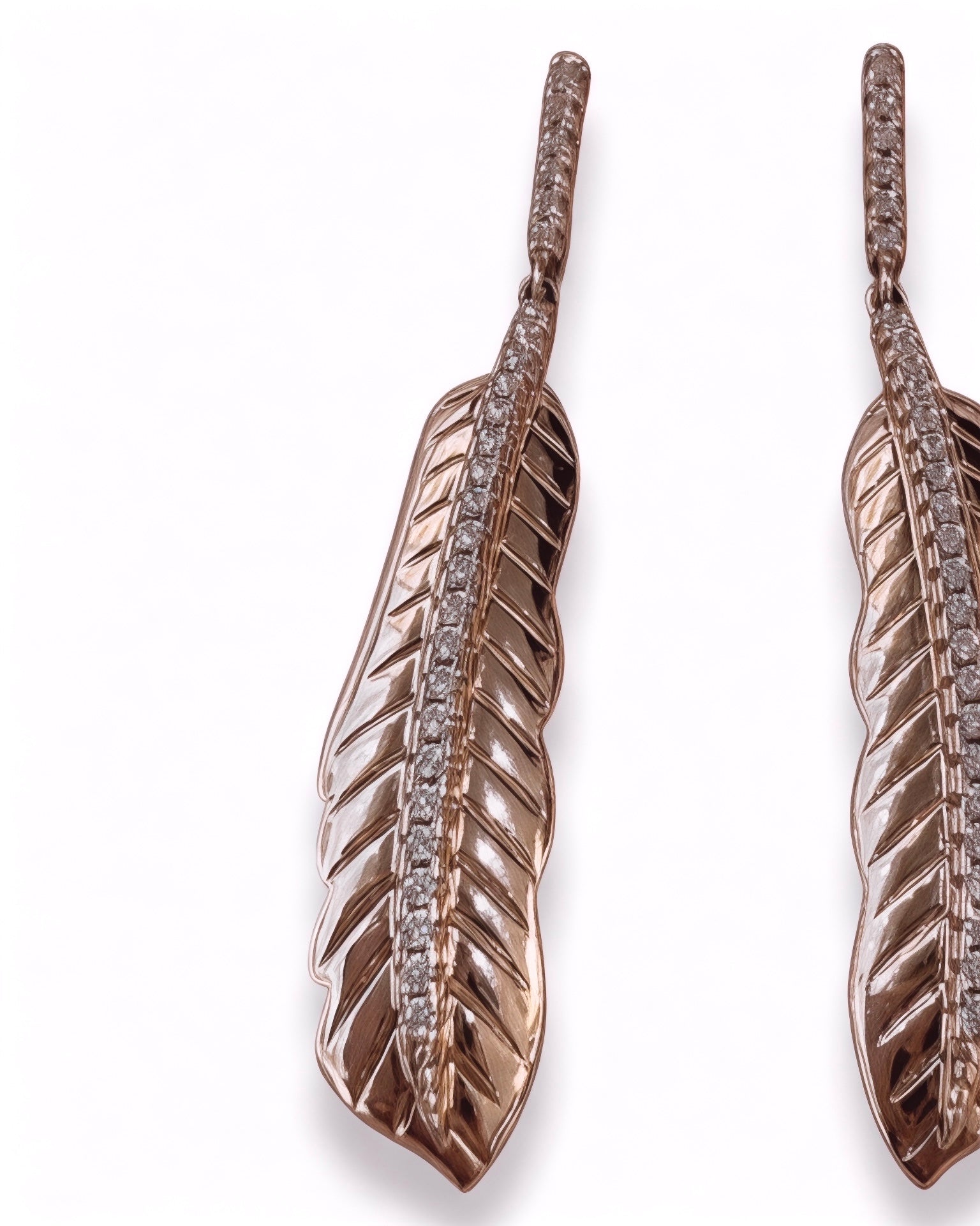 Feather Earrings in Rose Silver