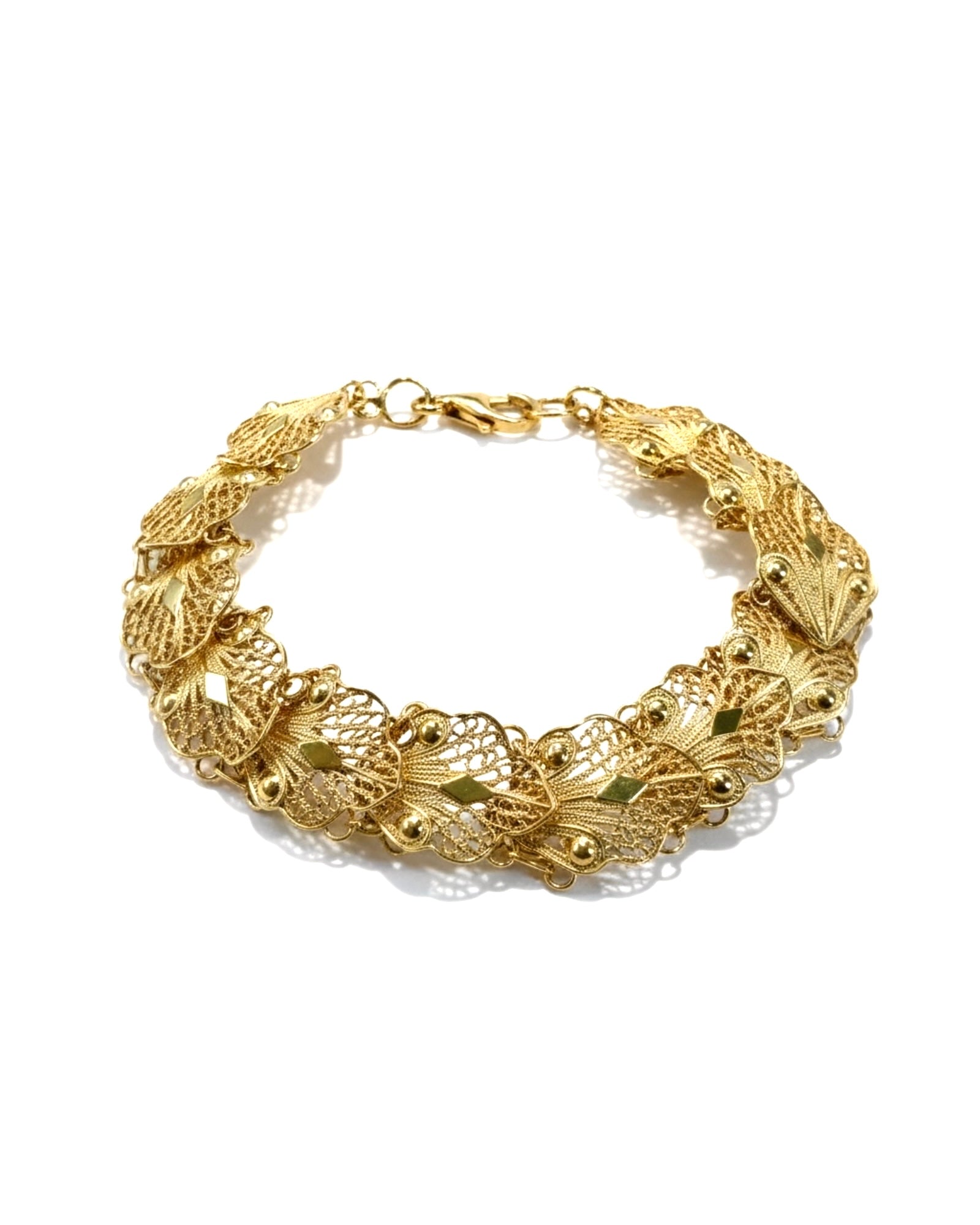Pulseira em Filigrana de Viana em Prata Dourada