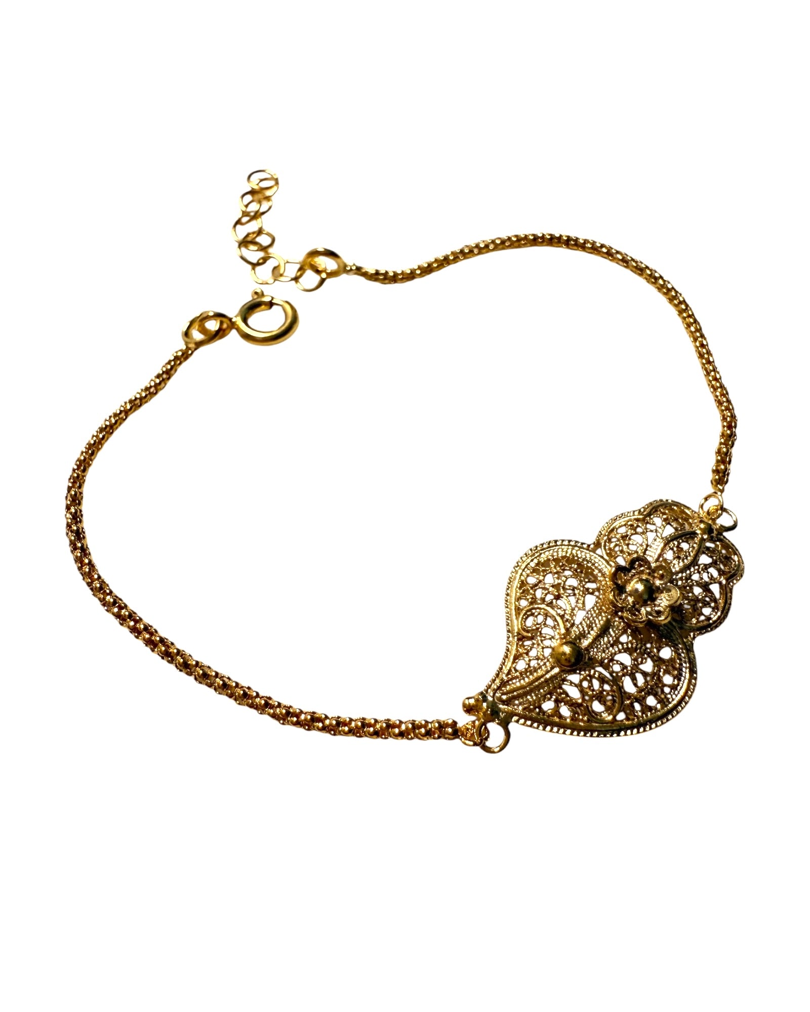 Pulseira Coração de Viana em Prata Dourada