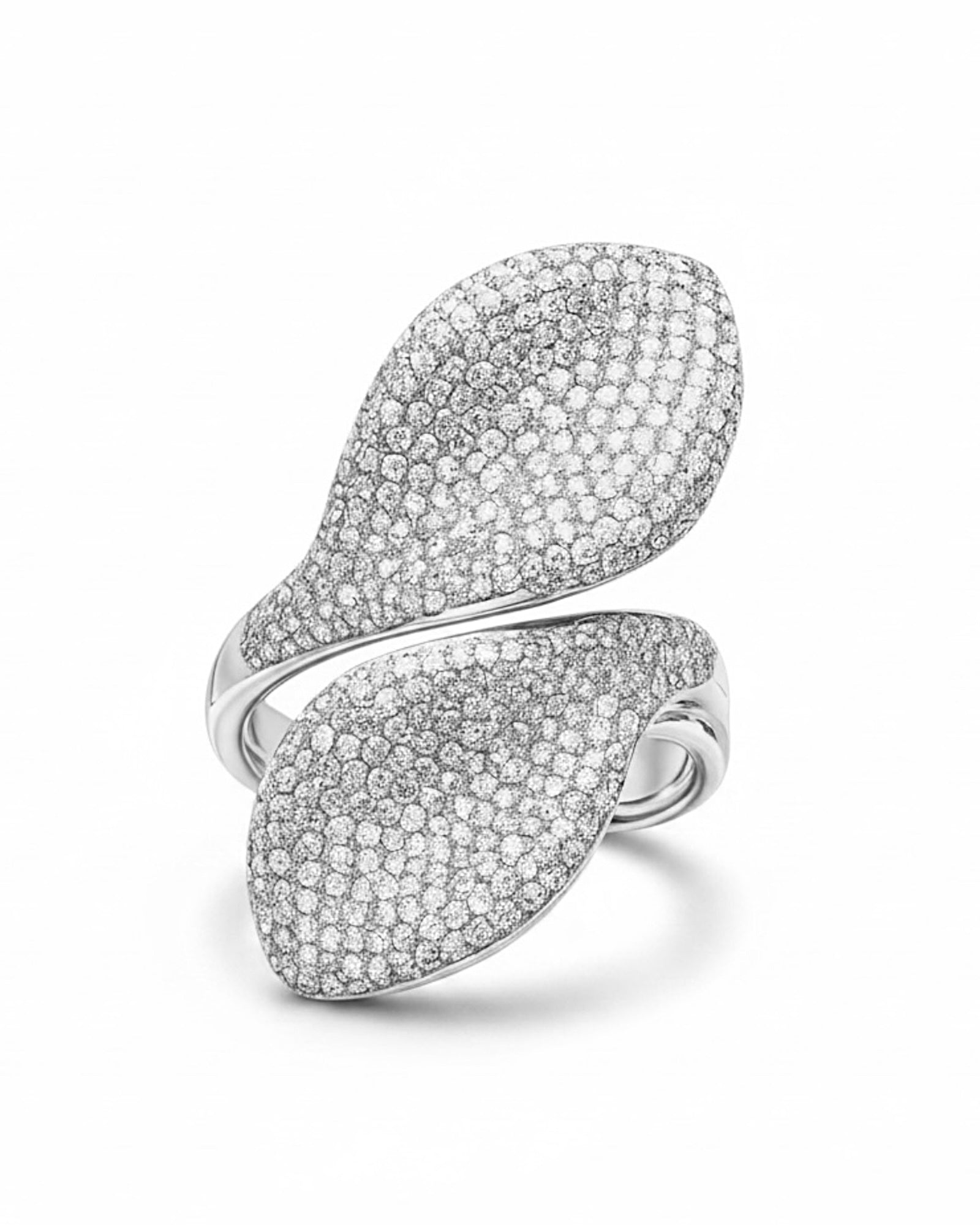 Two-Petal Ring in White Silver