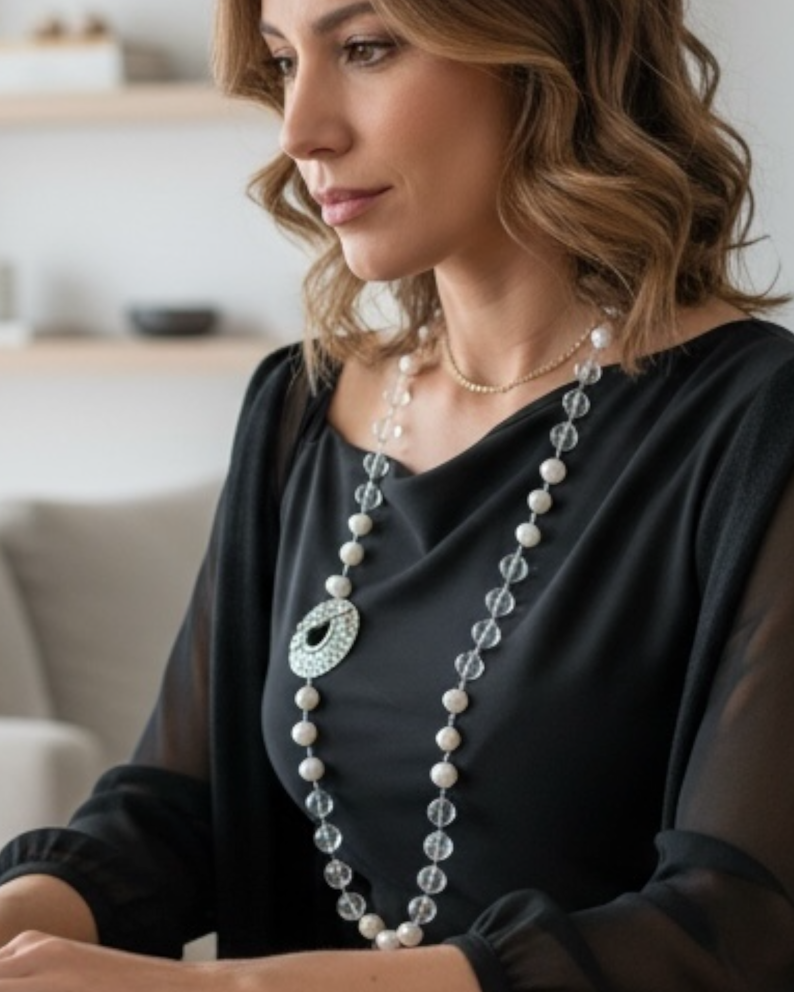 Colar Pérolas em Prata