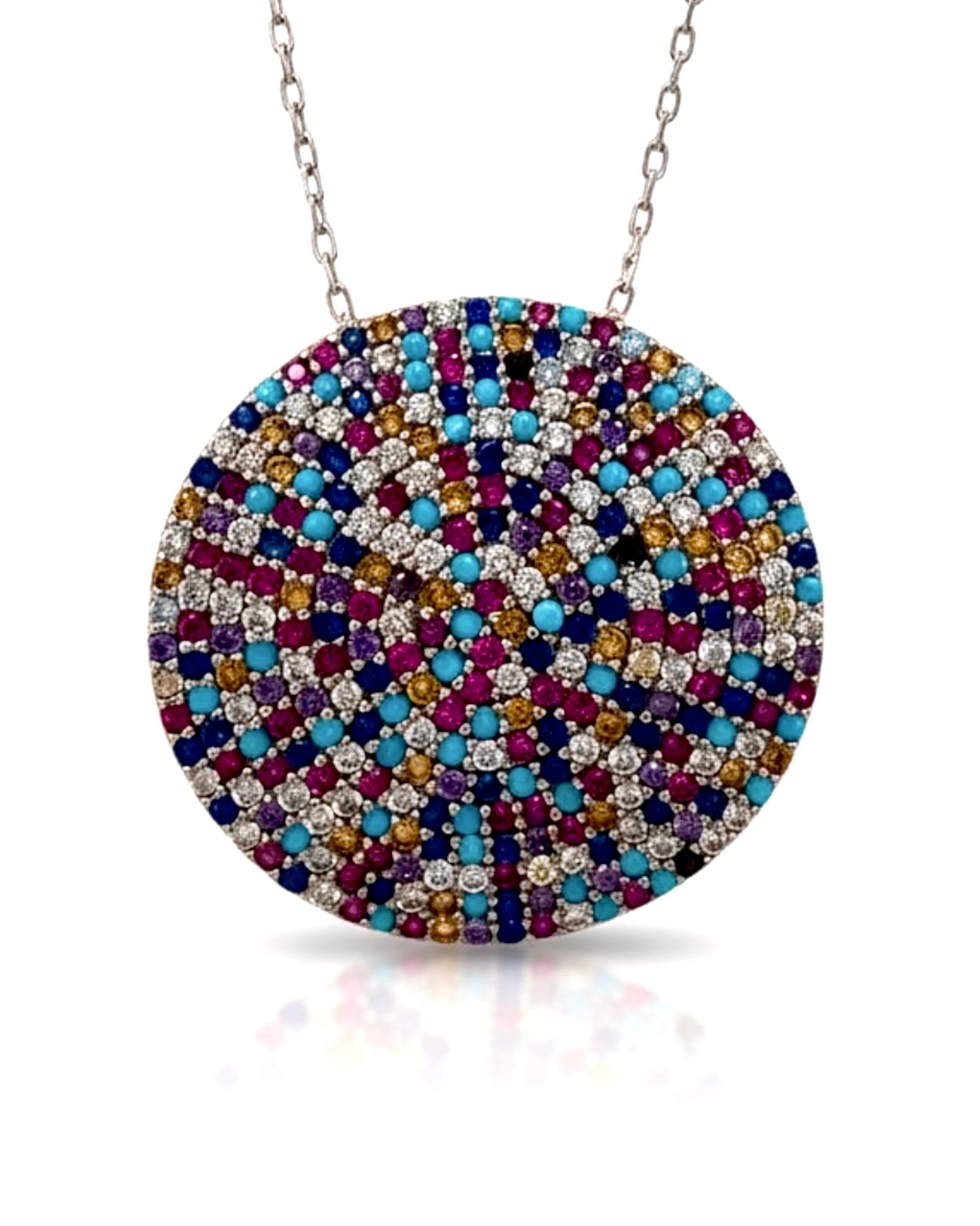 Colar Colorido em Prata Rosa