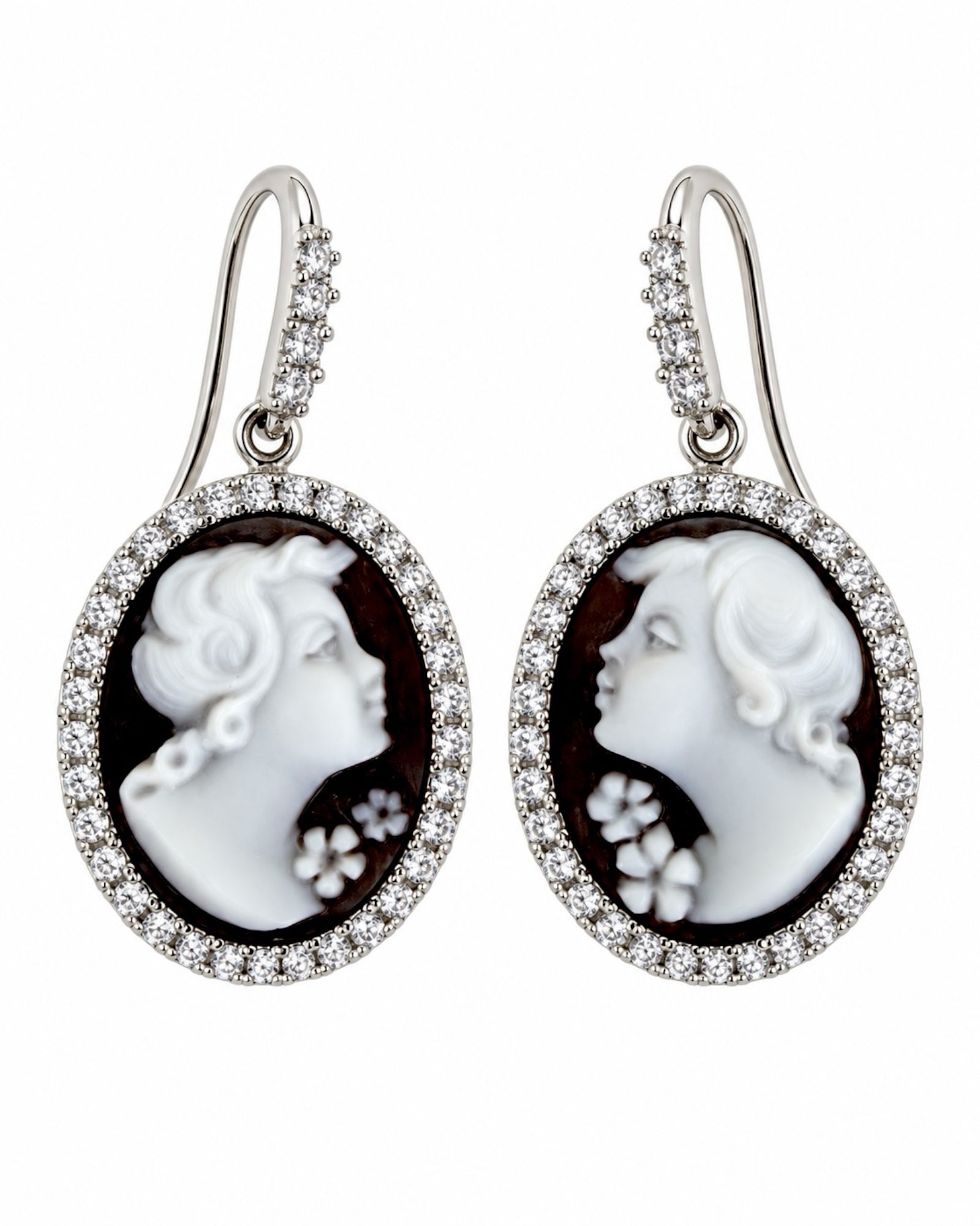 Silver Cameo Earrings