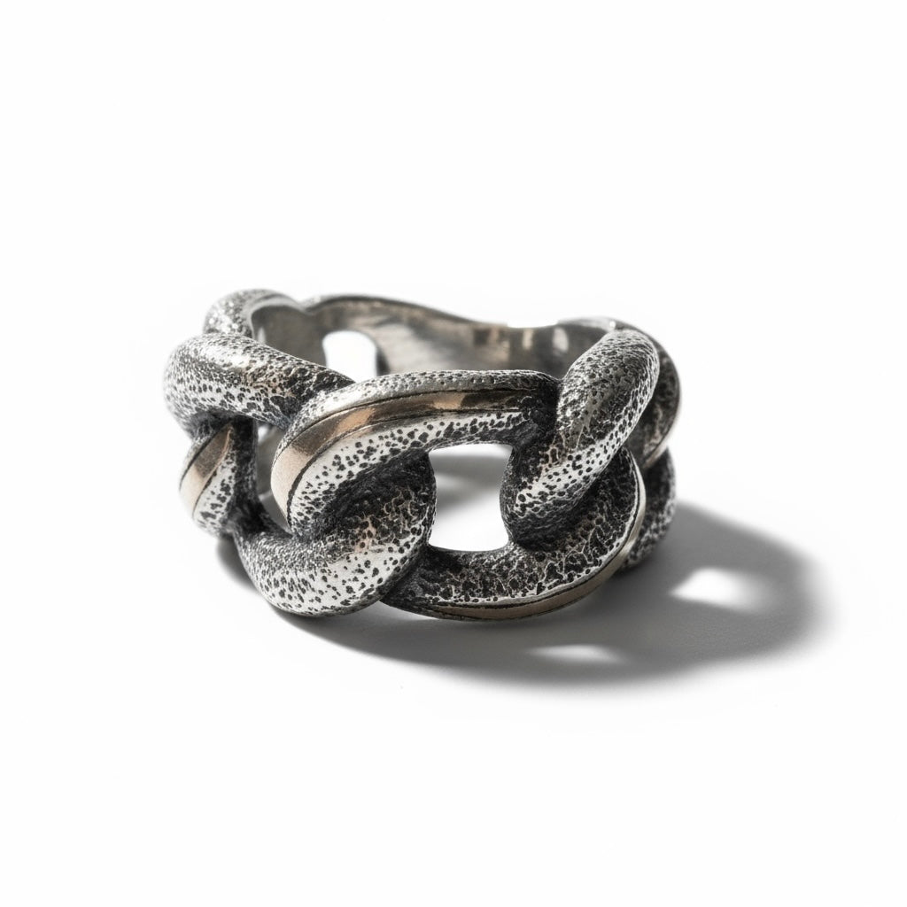 Silver and gold chain ring