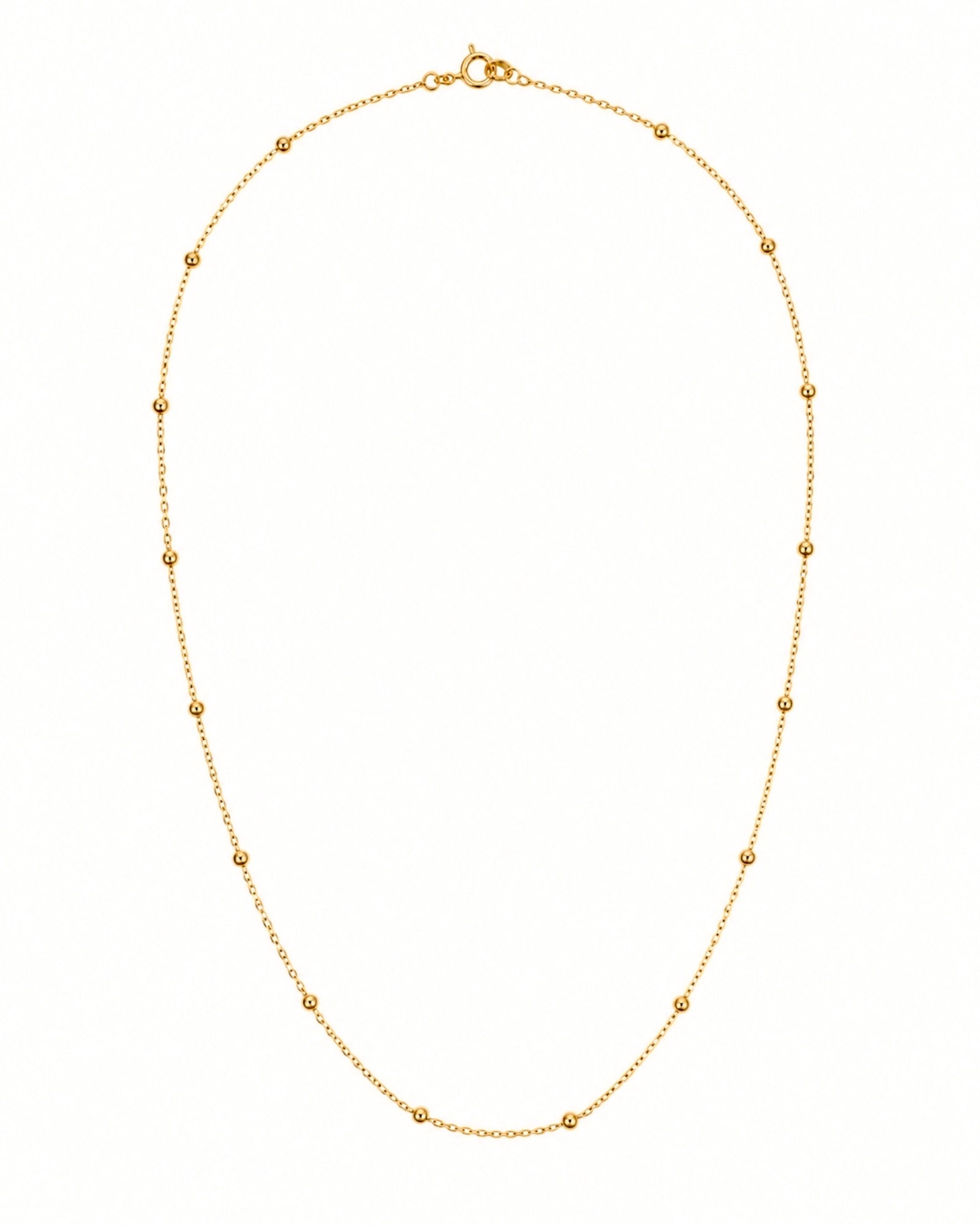 Colar Simples com Esferas em Prata Dourada - 44cm+5cm