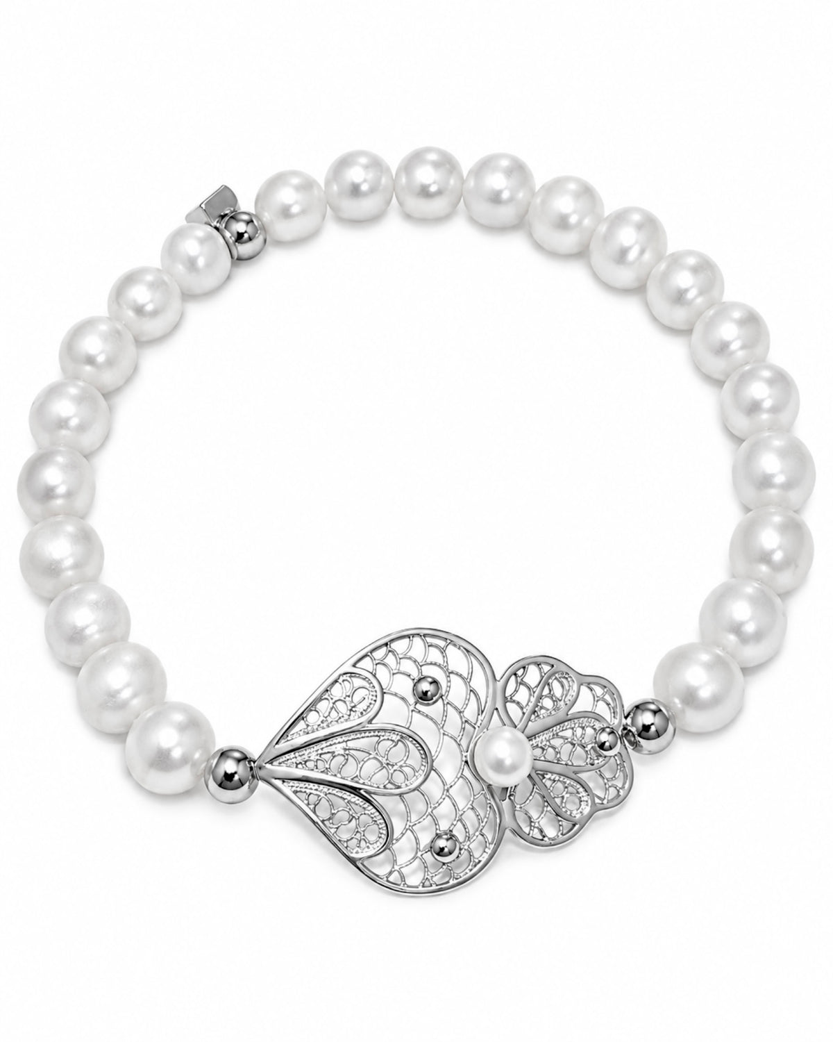 Pulseira de Pérolas com Coração de Viana