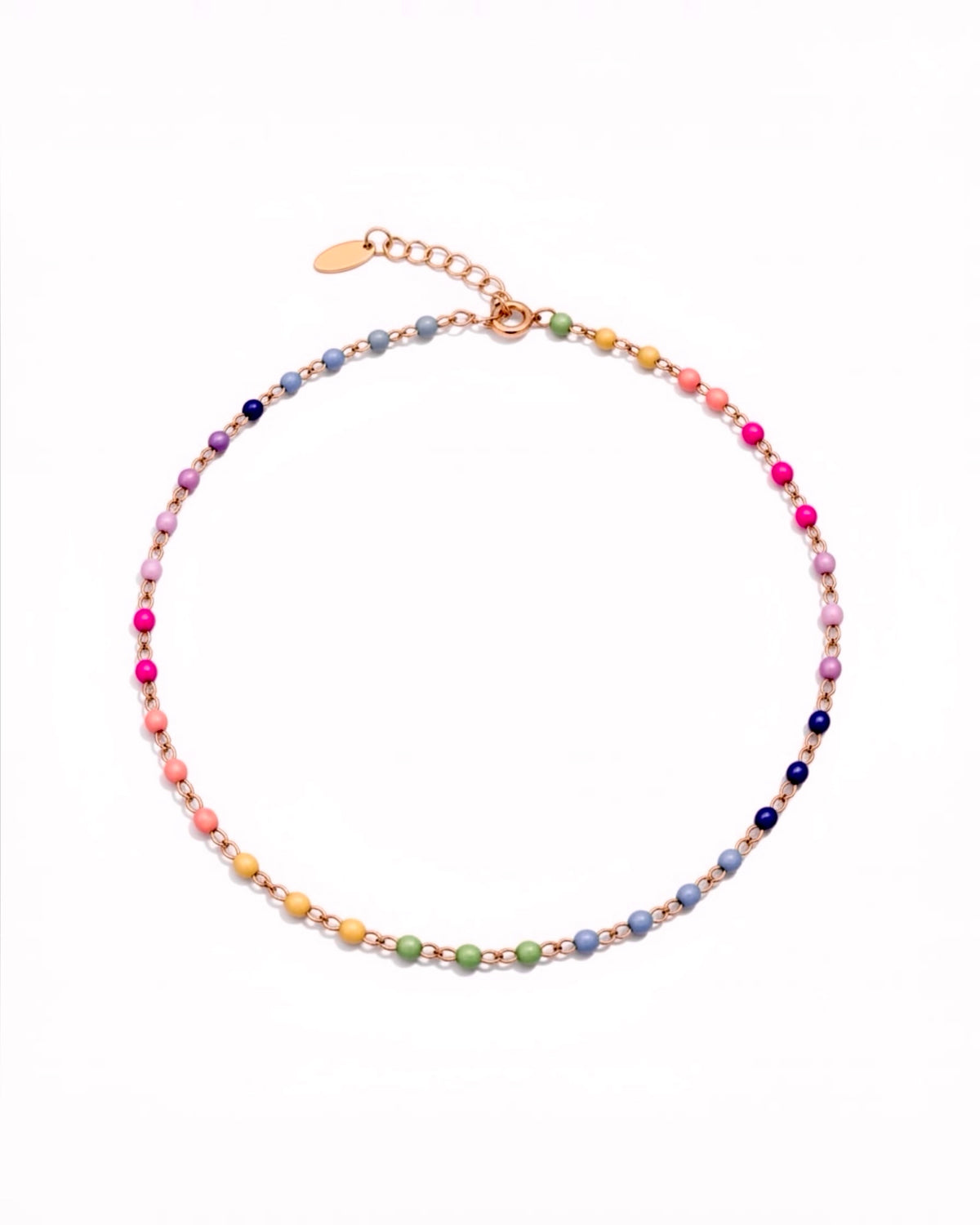 Pulseira de Pé / Tornozelo Colorida em Prata Rosa