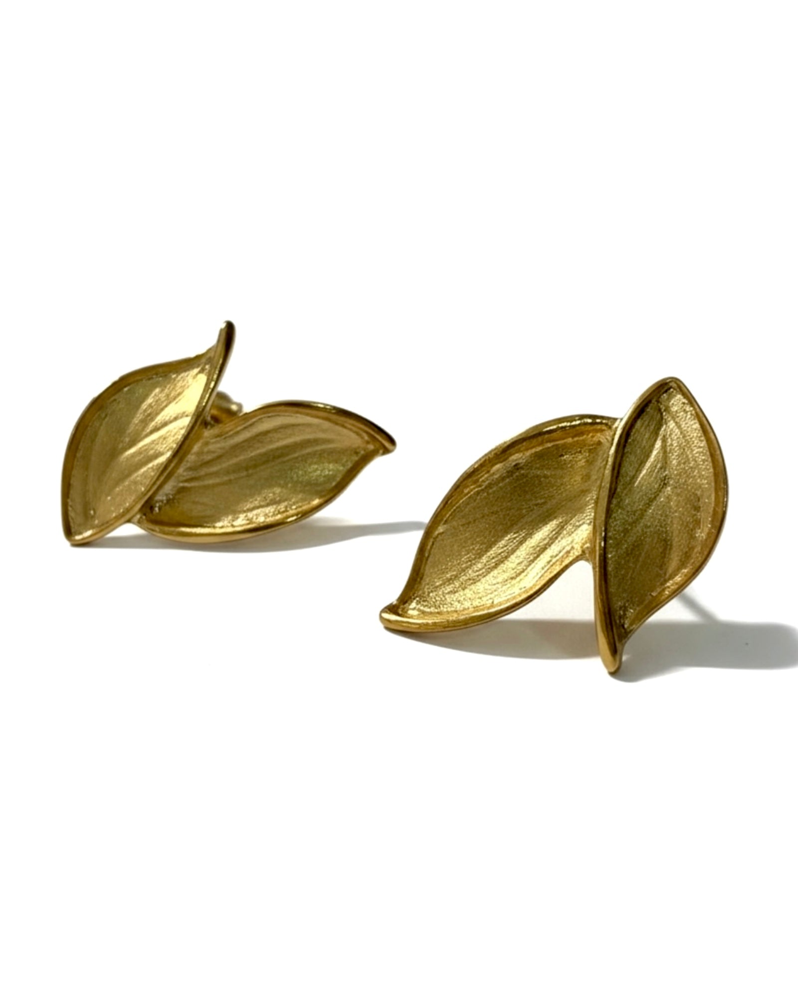 Gold-plated silver petal earrings