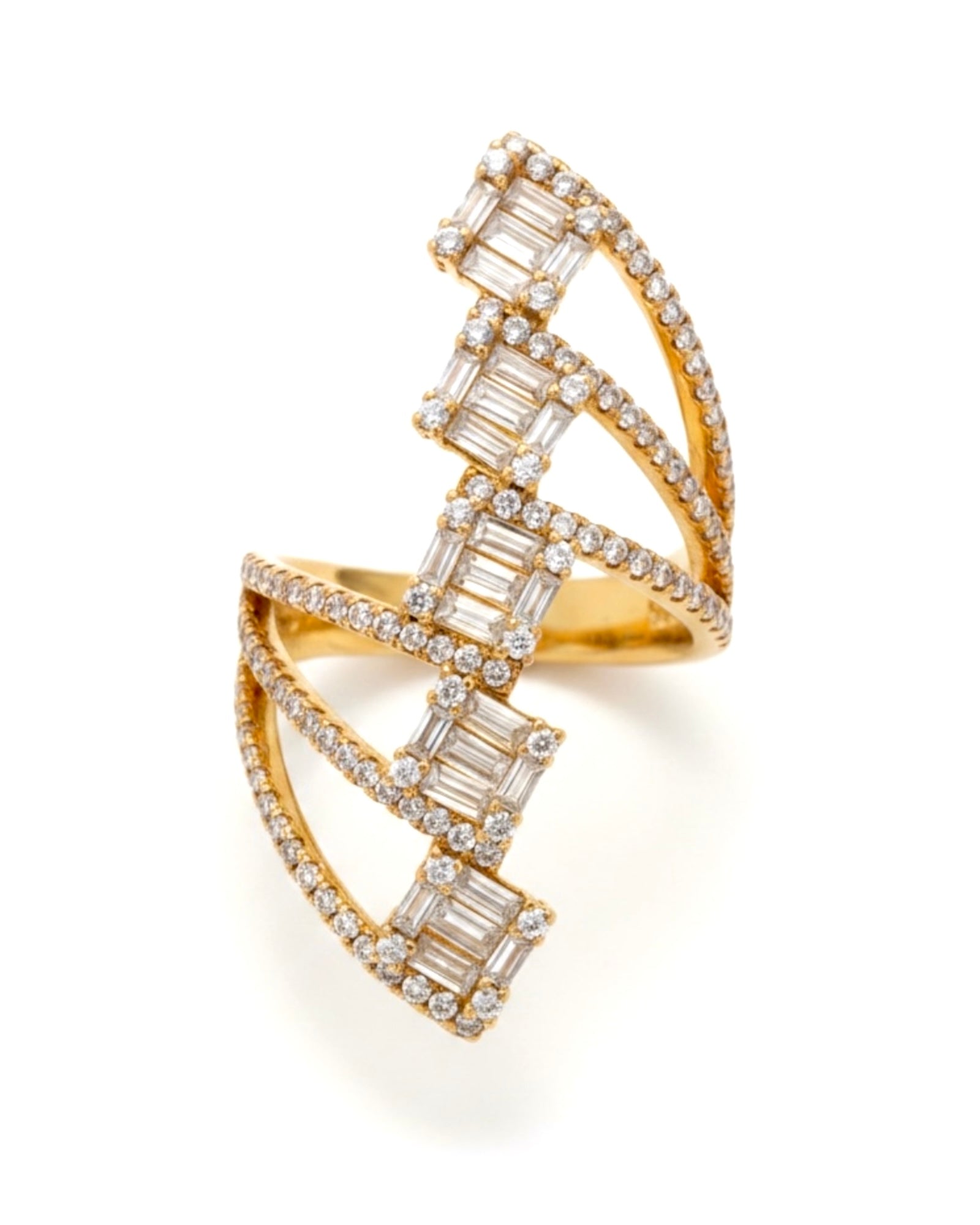 Gold-plated silver baguette ring