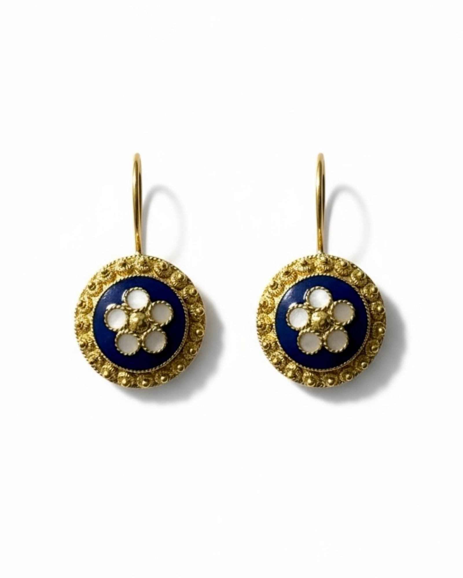 Blue Snail Earrings in Gold Plated Silver