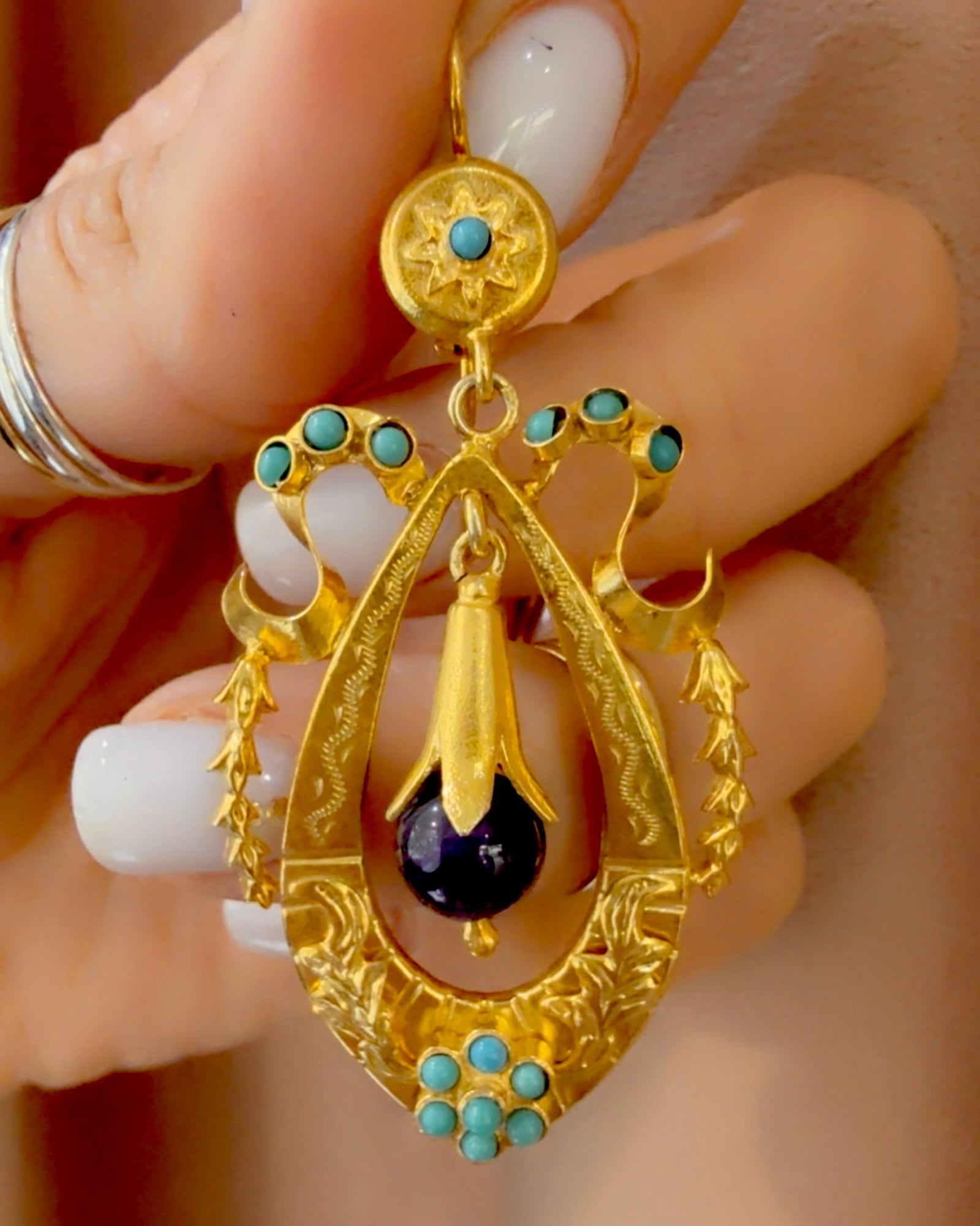 Baroque Filigree Earrings in Gold Plated Silver