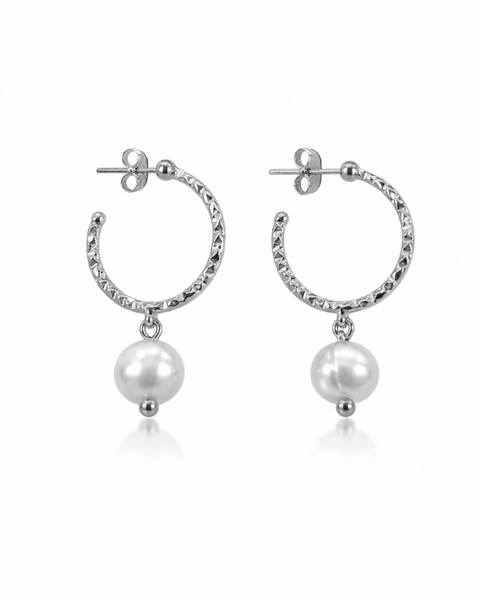 Argolas com Pérolas em Prata