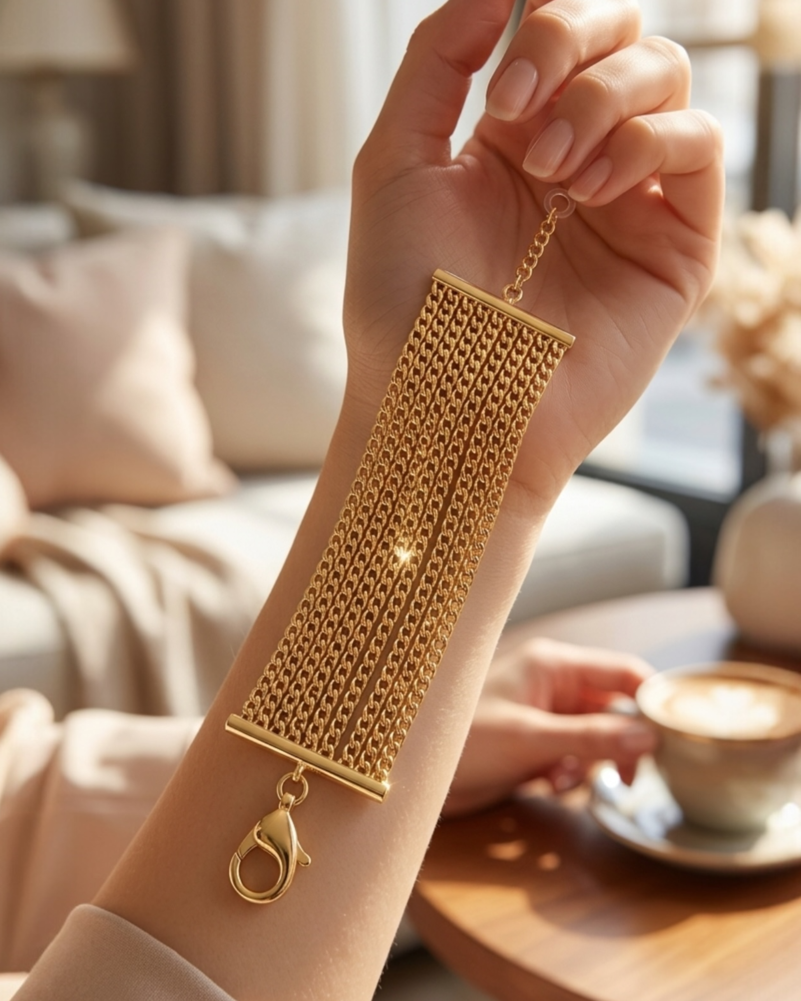 Pulseira Fios em Prata Dourada