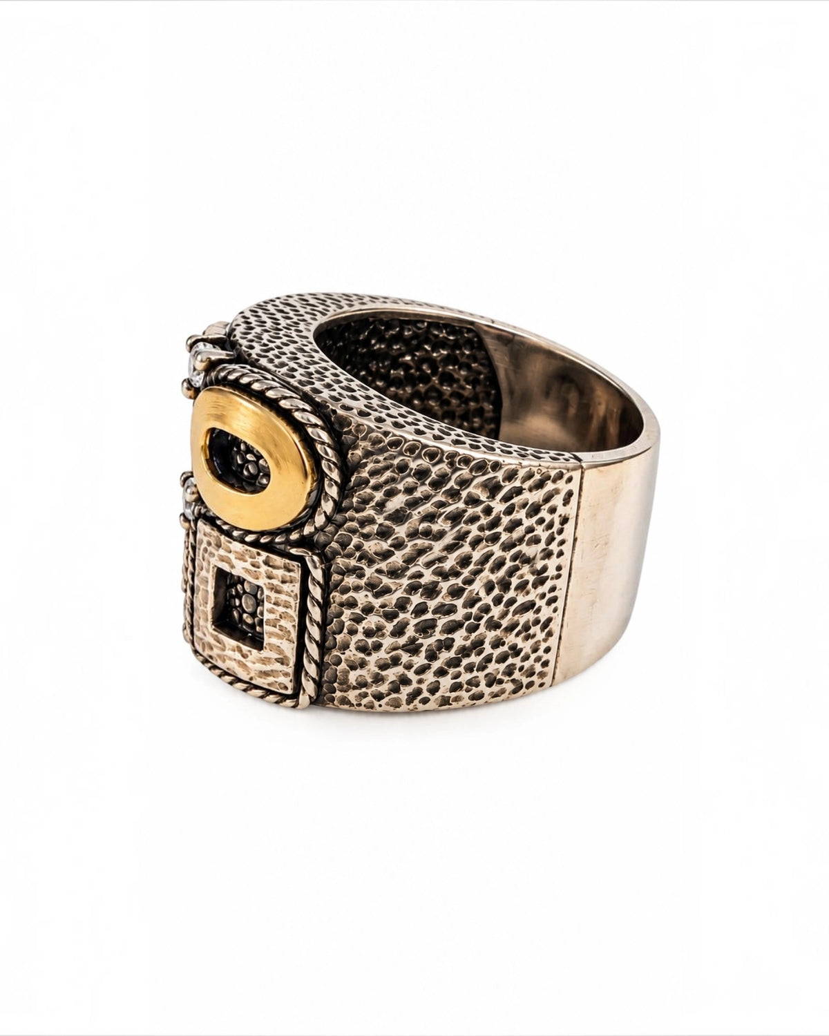 Anel com Formas em Prata e Ouro