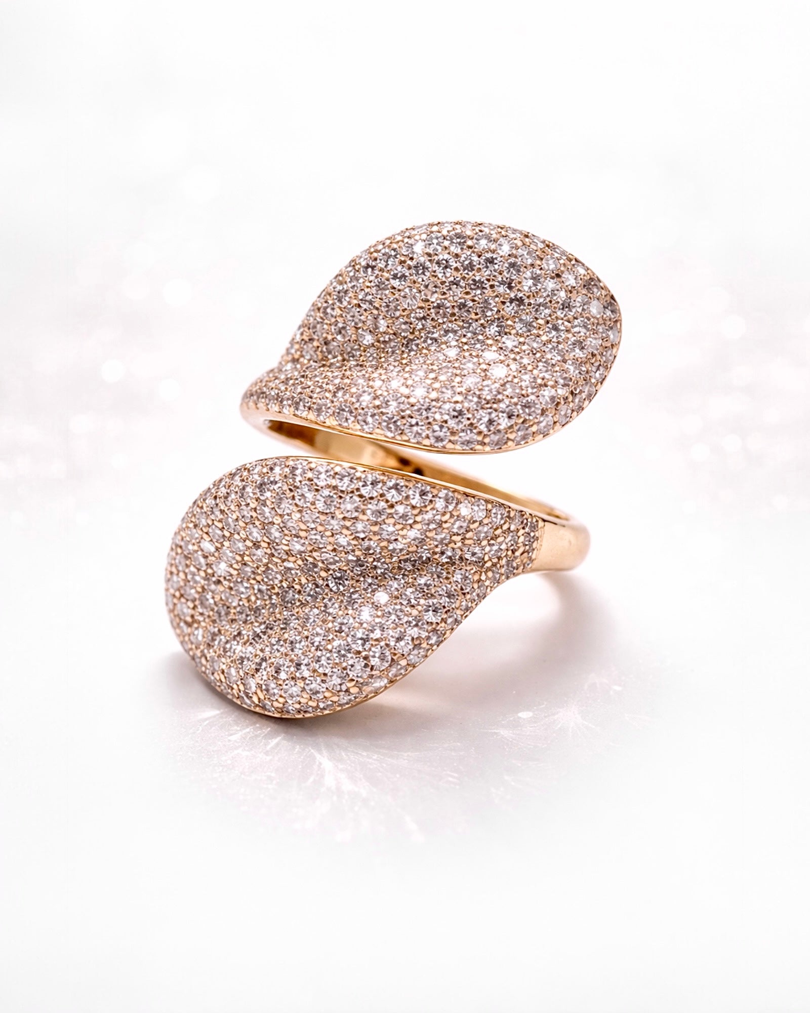 Anel 2 Pétalas em Prata Rosa