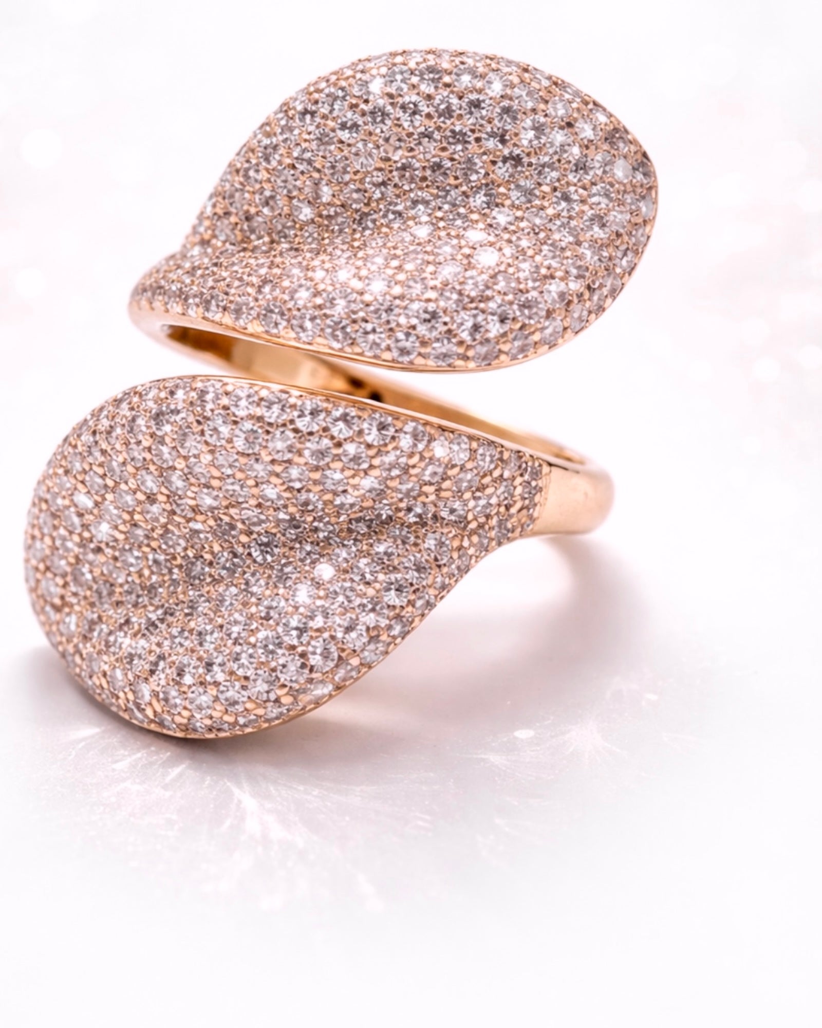 Anel 2 Pétalas em Prata Rosa