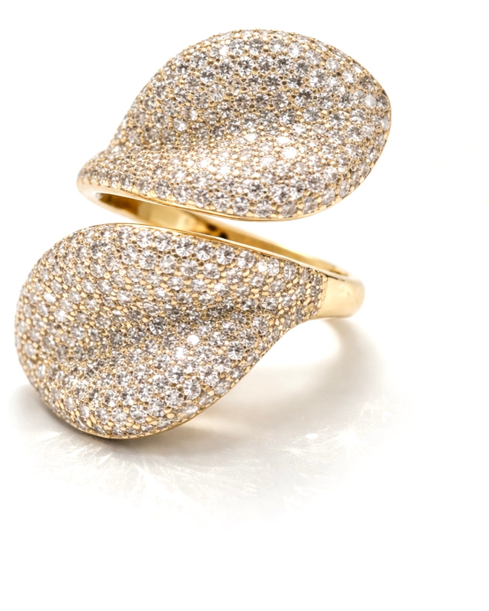 Anel 2 Pétalas em Prata Dourada