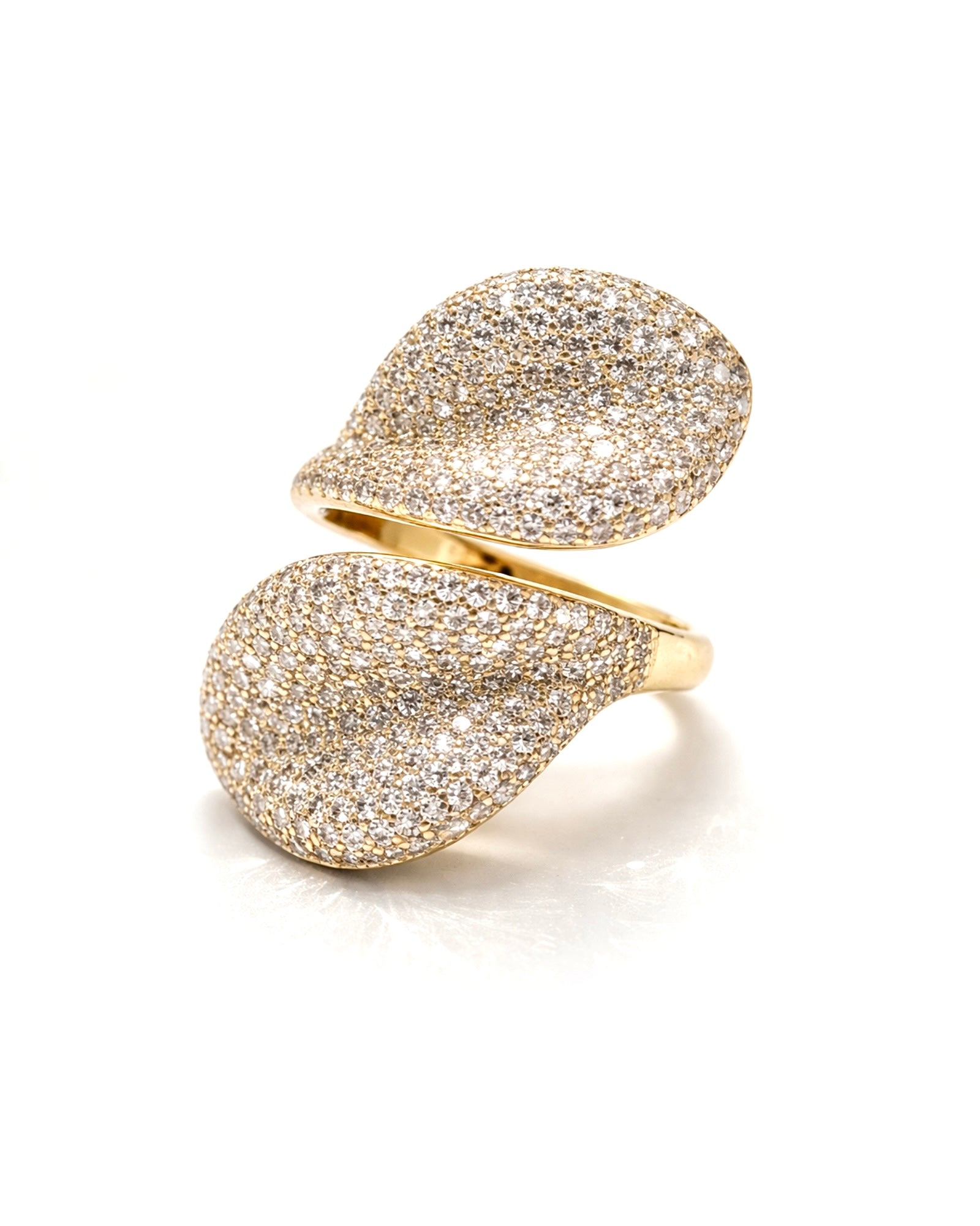 Anel 2 Pétalas em Prata Dourada