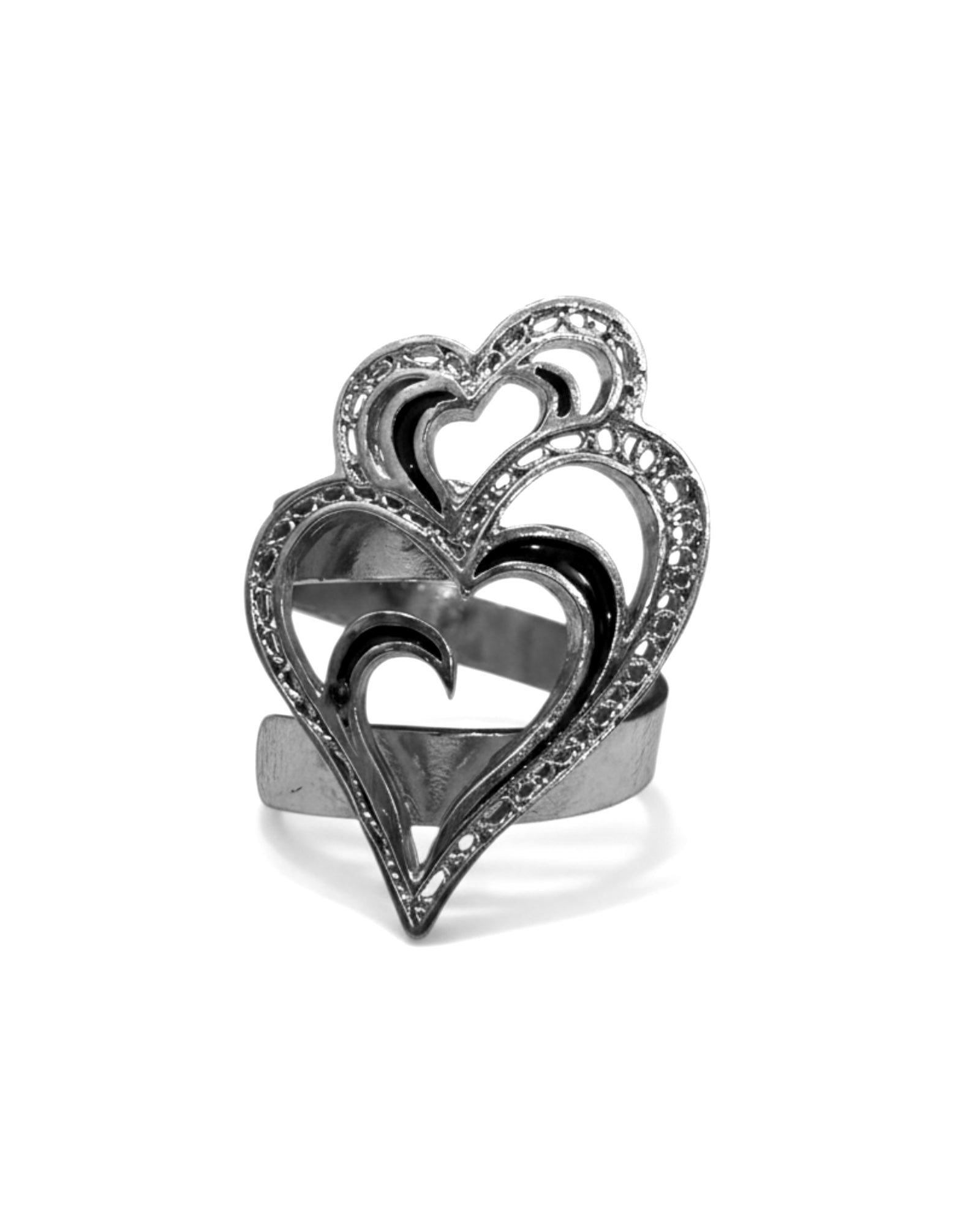 Viana Heart Ring is Love with Blue Enamel in Silver
