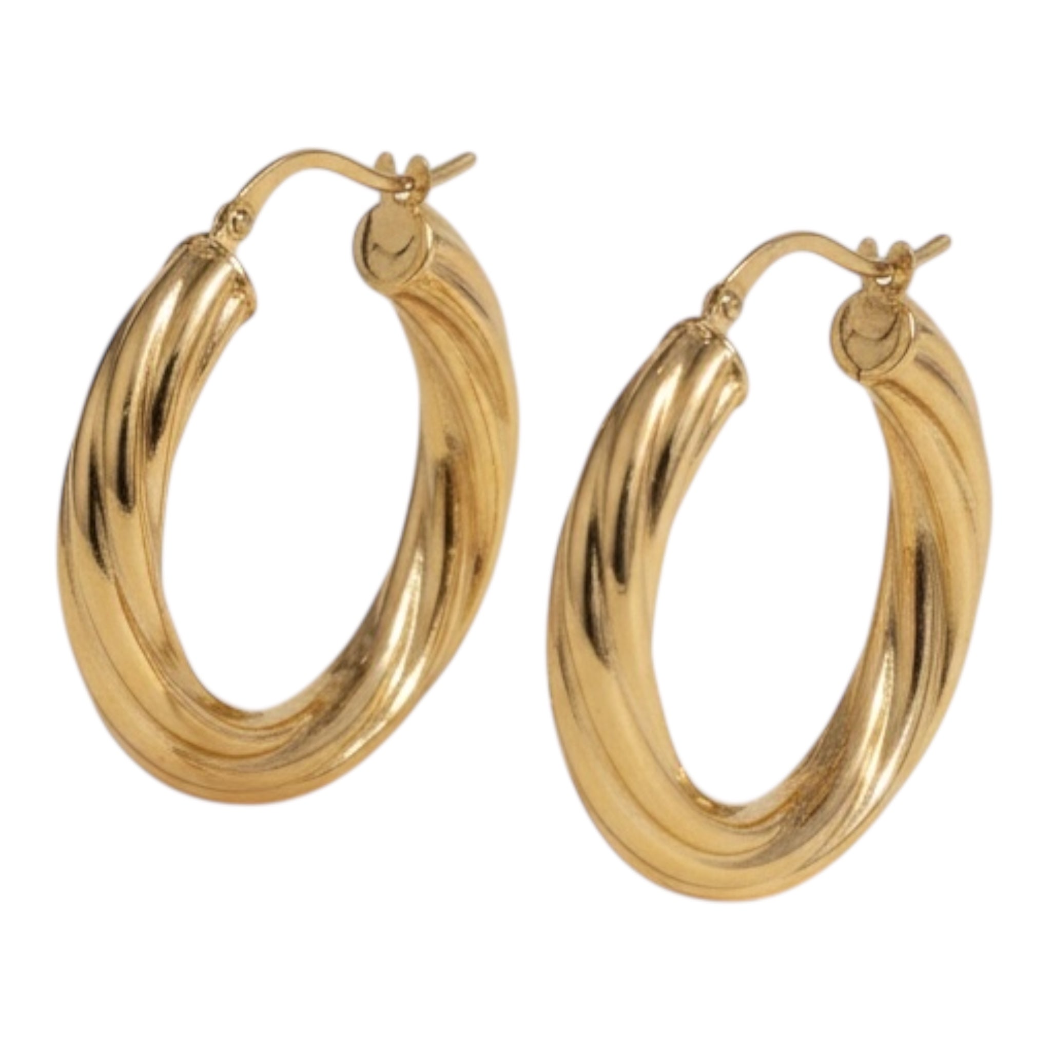 Argolas Torcidas em Prata Dourada