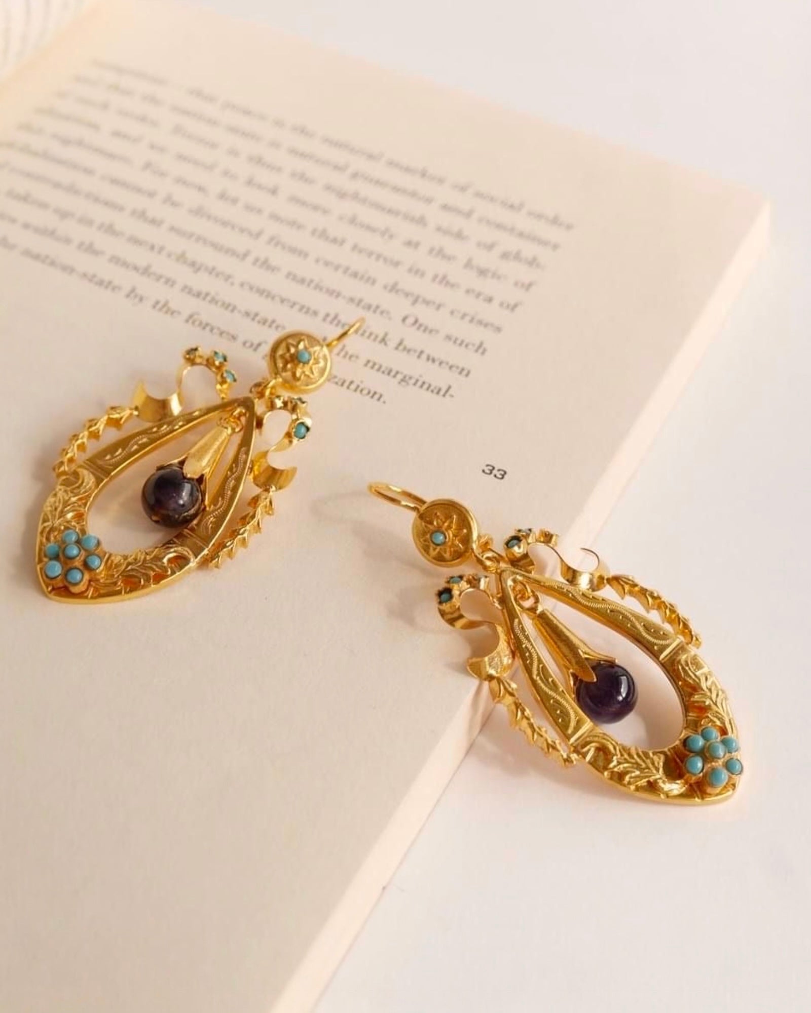 Baroque Filigree Earrings in Gold Plated Silver